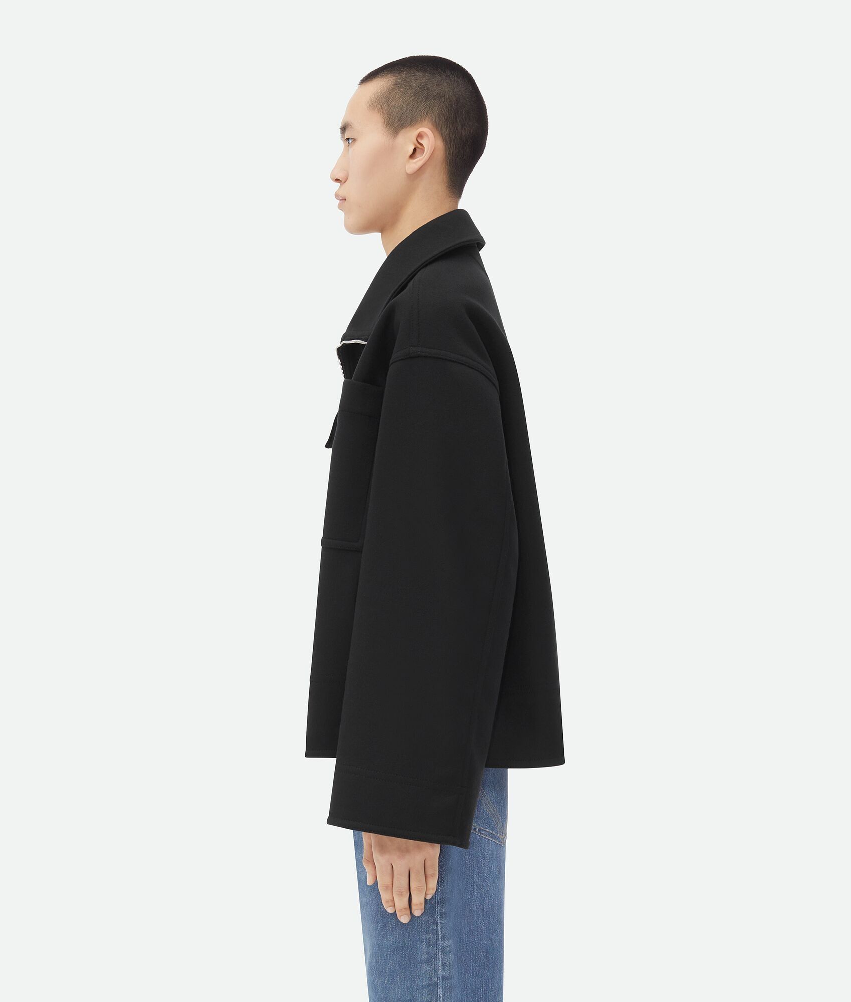 Bottega Veneta o1w1db10825 Felted Wool Blouson Jacket in Black Size US XS / EU 42 / 0 - 2 Thumbnail