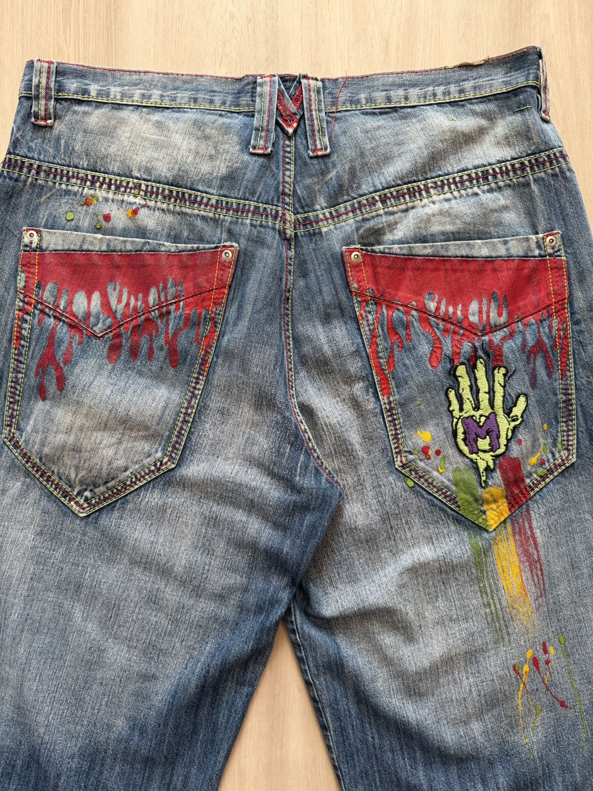 Mishka Vintage Miskeen Denim Shorts Sz 38 Bloody Pockets Zombie Size US 38 / EU 54 - 3 Thumbnail