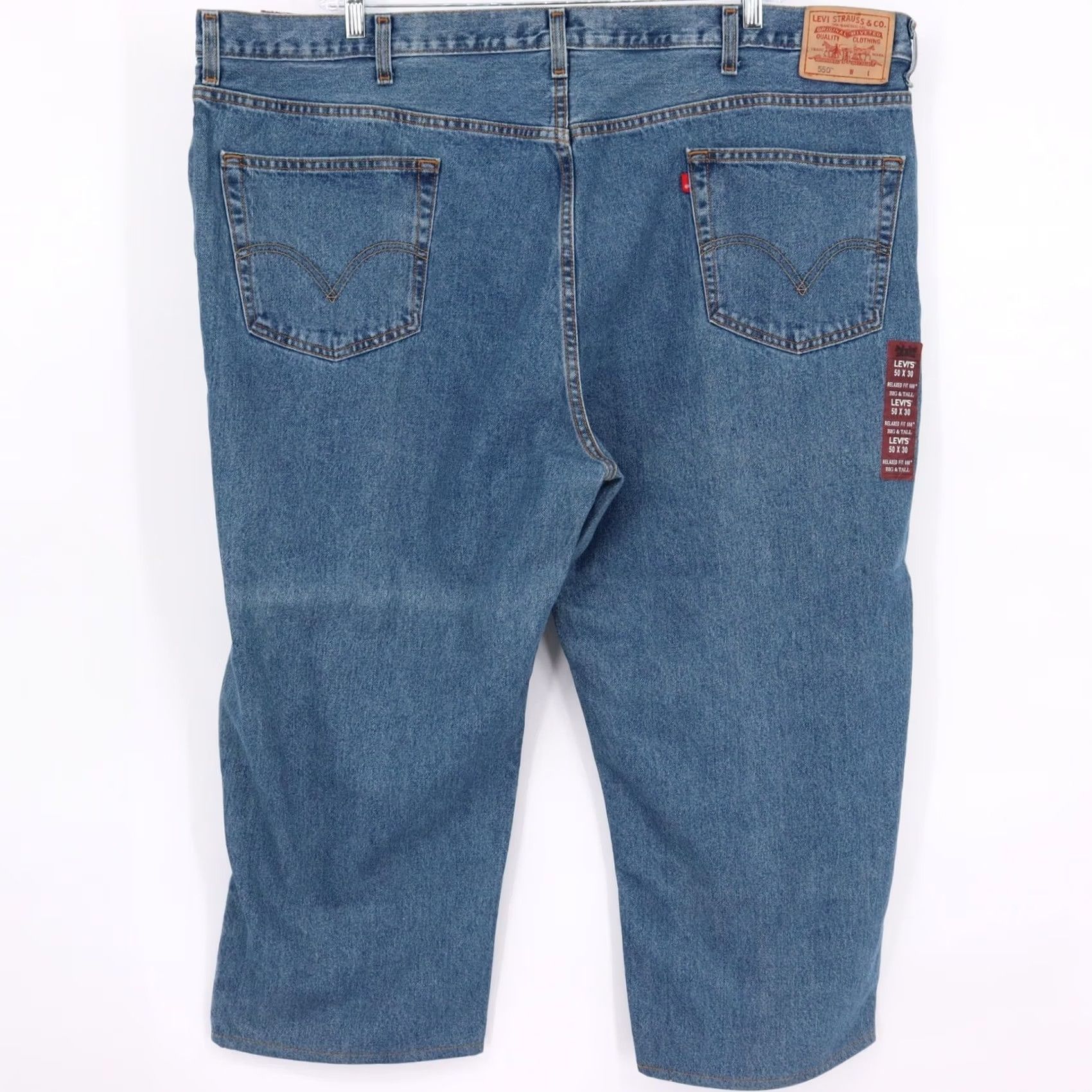 Levi's Levi's 550 Jeans Men 50x30 Blue Denim Relaxed Straight Hemmed 25 Inseam Jeans 50 Waist Button Zip Pockets Logo Cotton Denim Medium Vintage: No Size US 34 / EU 50 - 5 Thumbnail