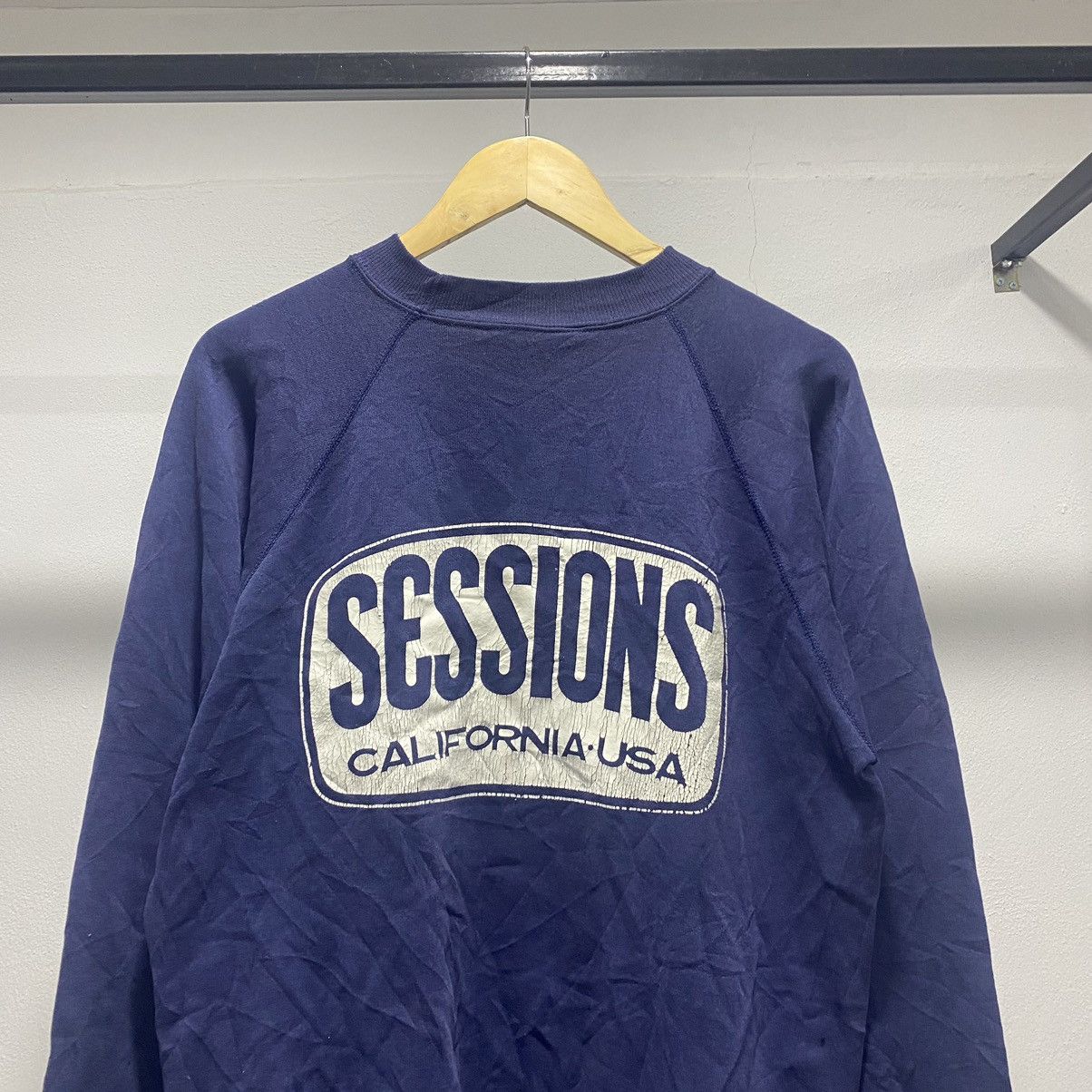Sessions × Shorty's Skateboards × Vintage Rare💥 Vintage 80s Sessions Skate Distress Sweater Rayon Size US L / EU 52-54 / 3 - 3 Thumbnail