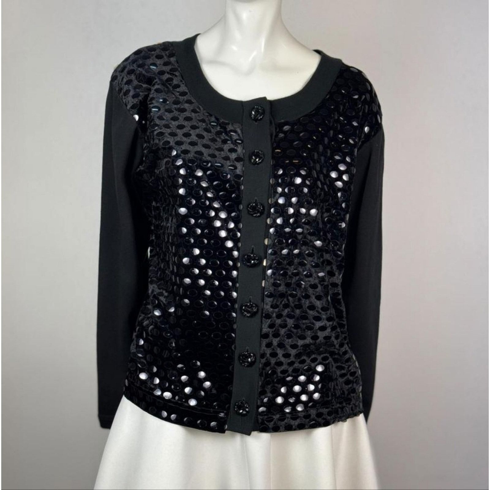 Other Rectangle Blanc Paris Perforated Velvet Sequin Cardigan M Size M / US 6-8 / IT 42-44 - 1 Thumbnail