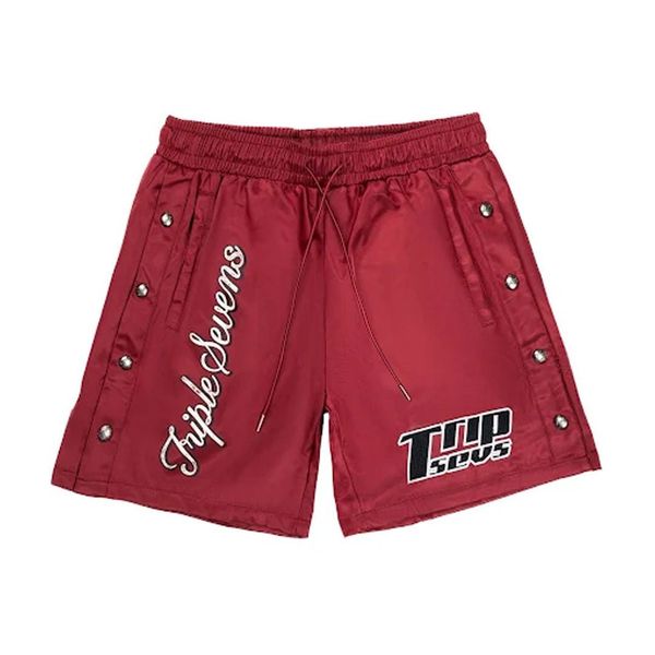 Nylon Button Up Shorts, Red