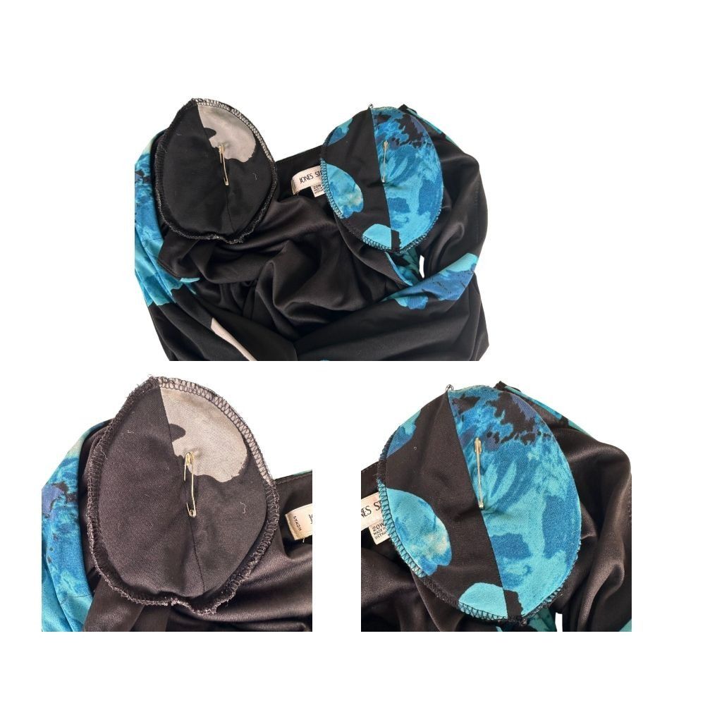 Vintage VTG Jones Studio Woman Blue Floral Dress 20W Black Sleeveles Size 3XL / US 20-22 - 11 Thumbnail