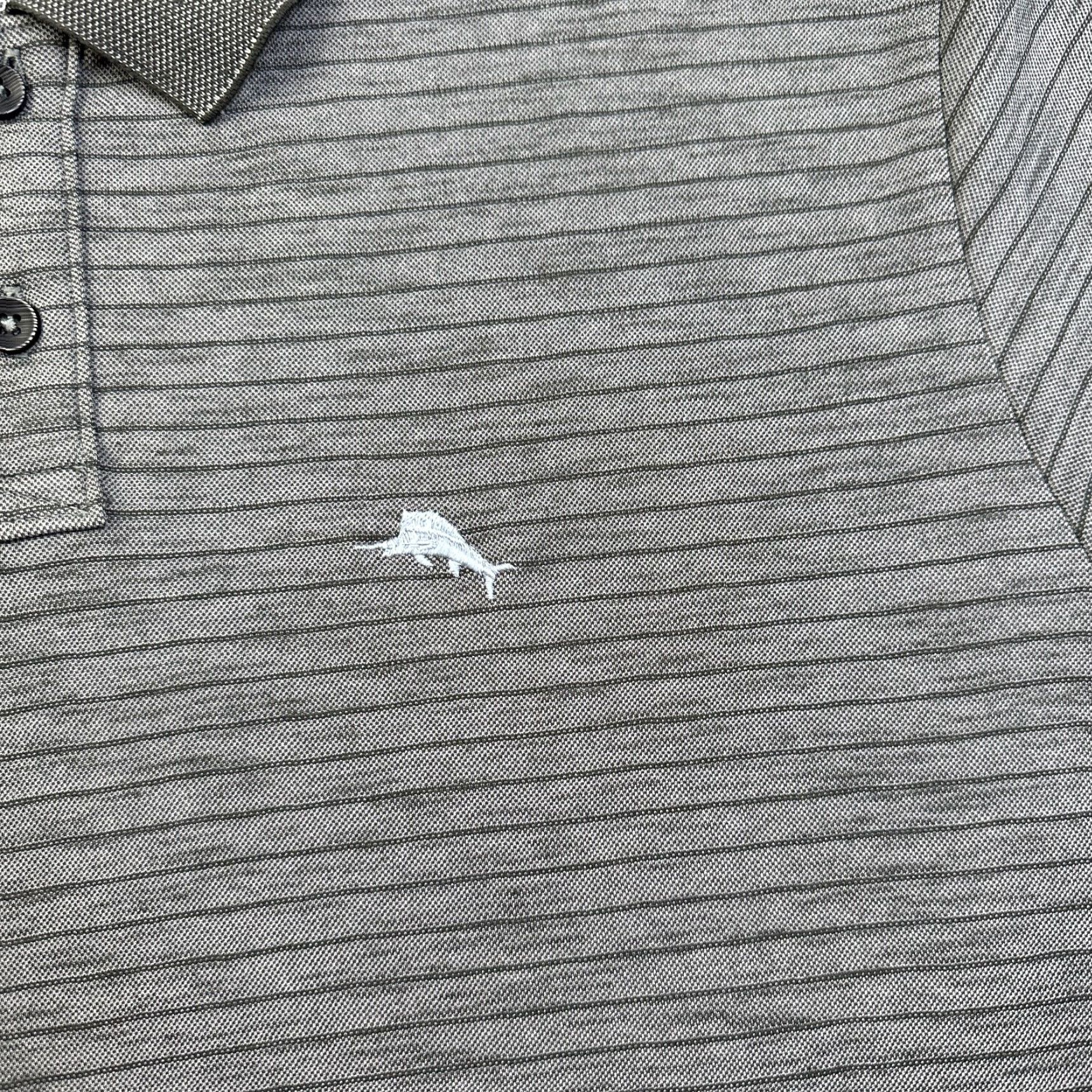 Tommy Bahama NEW Tommy Bahama Polo Shirt Mens Small Gray Striped Marlin Adult Size US S / EU 44-46 / 1 - 4 Thumbnail