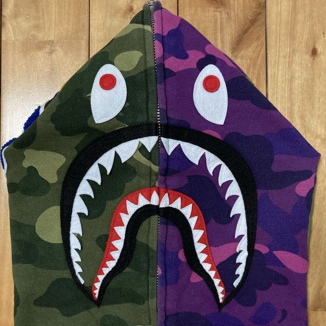 Bape BAPE Shark Full Zip Hoodie Purple camo green camo APE Size US XL / EU 56 / 4 - 3 Thumbnail