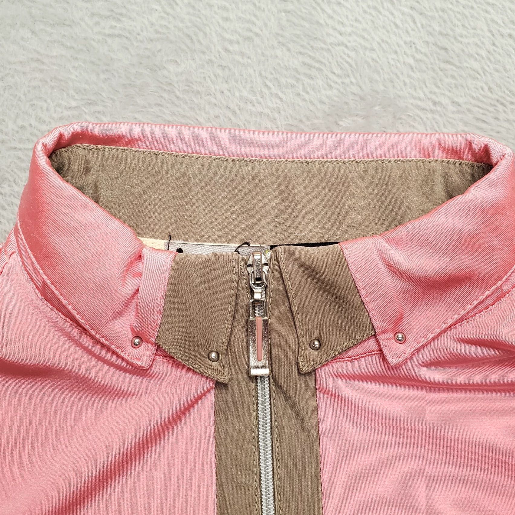 Vintage VINTAGE Jami Sadock Shirt Women Small Pink Brown Full Zip Performance Stretch Blend Golf Size S / US 4 / IT 40 - 3 Thumbnail