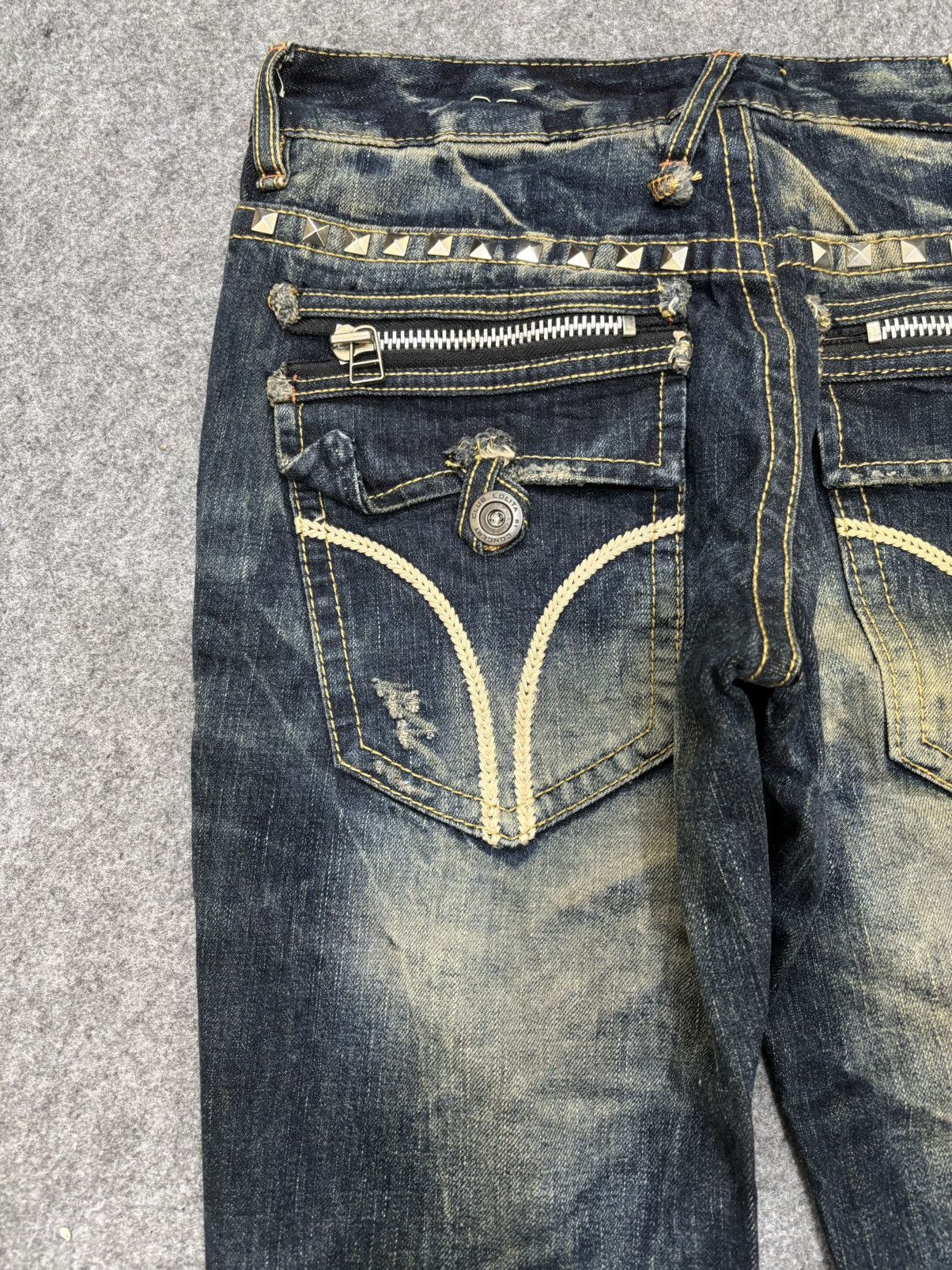 Seditionaries 💥Flare💥Lolita Mud Stone Wash Style Flare Spiky Denim F648 Size US 32 / EU 48 - 14 Thumbnail