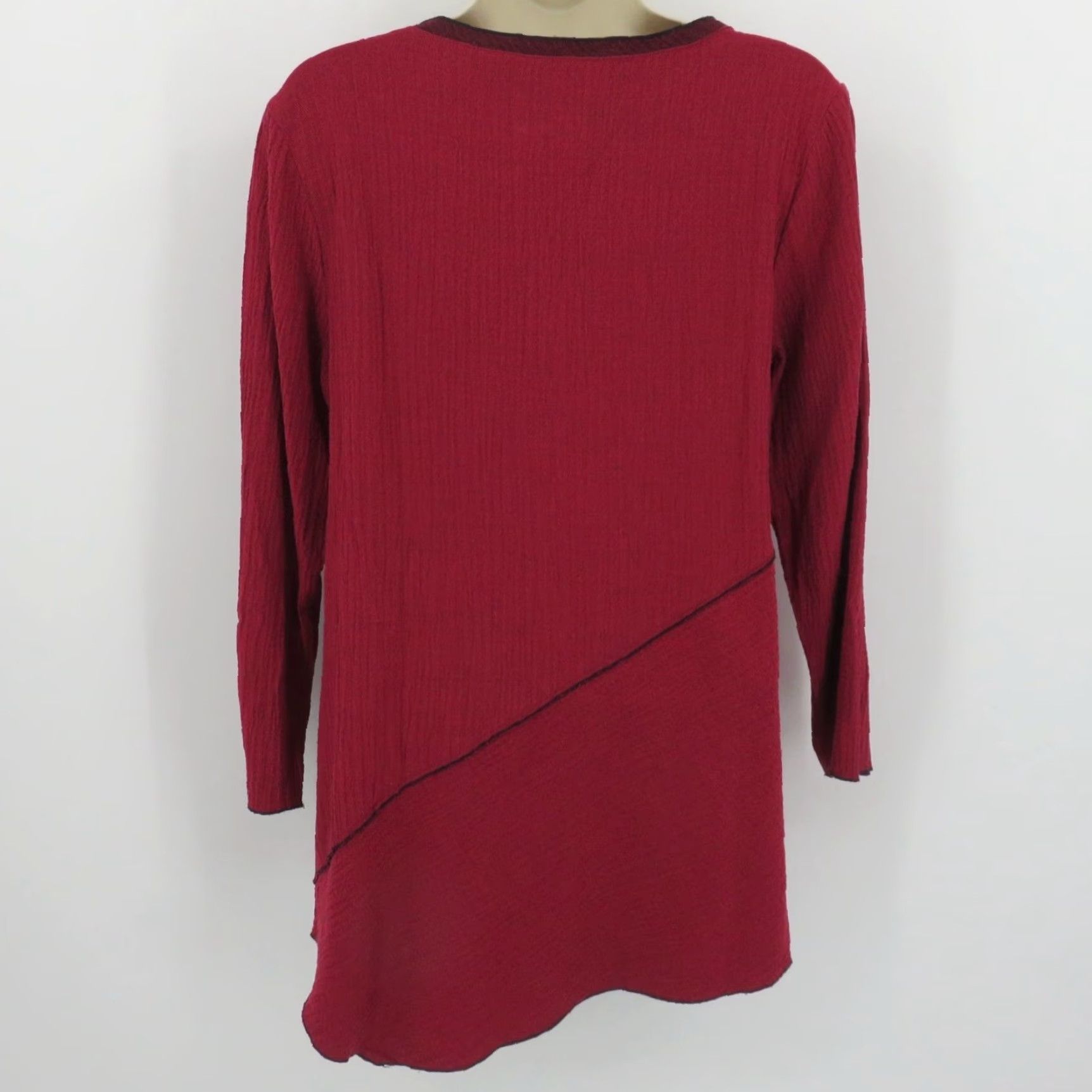 Habitat Habitat Shirt Women Small Red Long Sleeve Crinkle Asymmetrical Hem Blouse Top Size S / US 4 / IT 40 - 4 Thumbnail