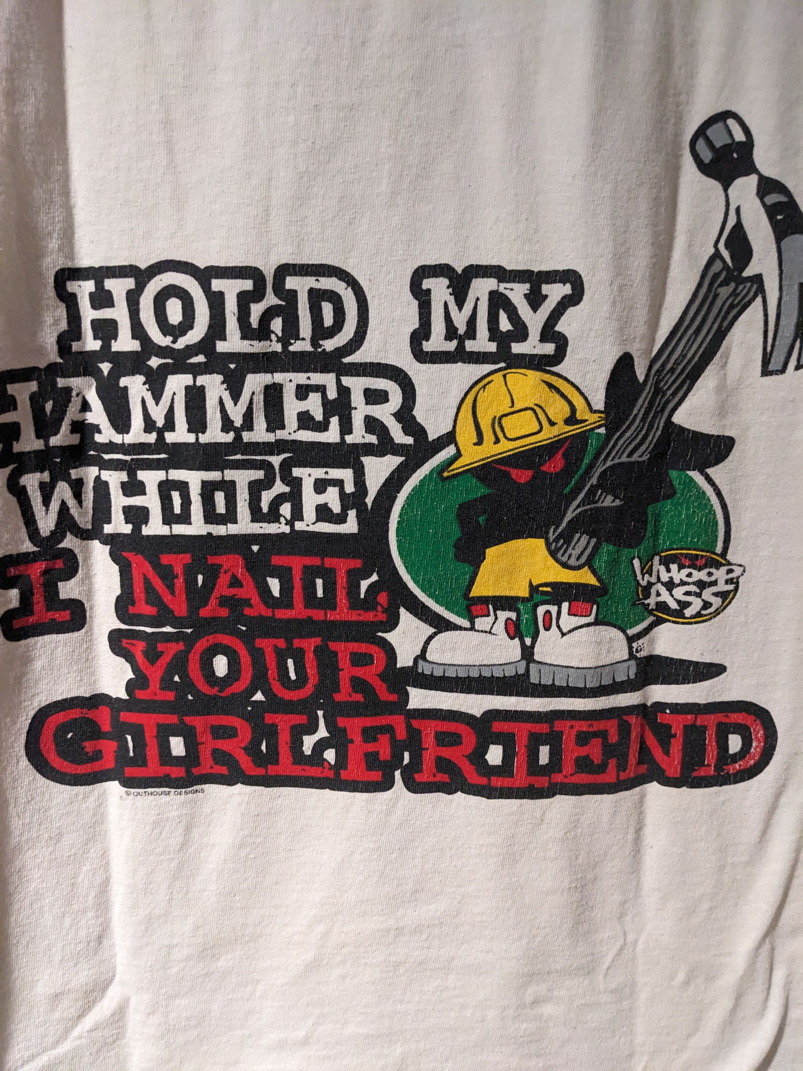 Vintage Vintage Y2K Whoop Ass Hold My Hammer Beige X-Large T-Shirt Size US XL / EU 56 / 4 - 2 Thumbnail