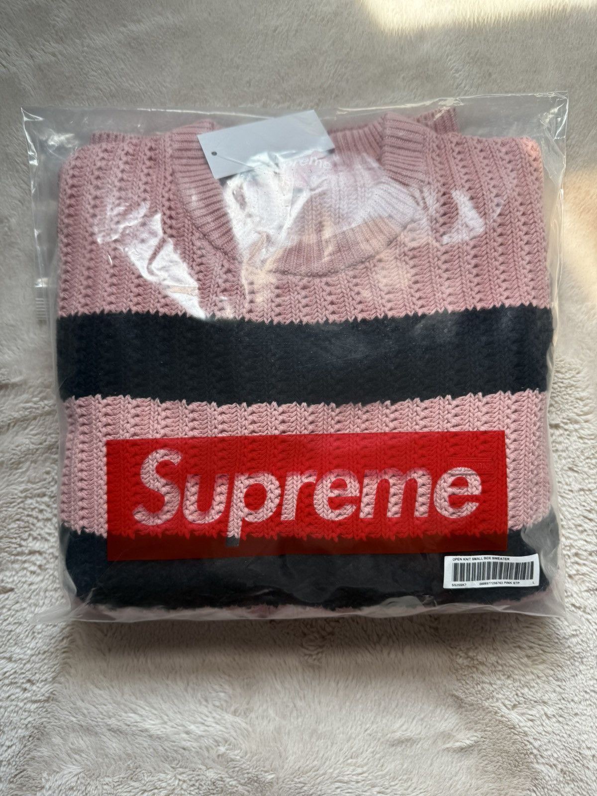 Supreme Supreme Pink Loose Gauge Stripe Small Box Sweater Size US L / EU 52-54 / 3 - 4 Thumbnail