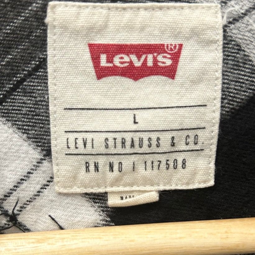Levi's Levis Black White Plaid Flannel Shirt Mens Large Size US L / EU 52-54 / 3 - 2 Thumbnail