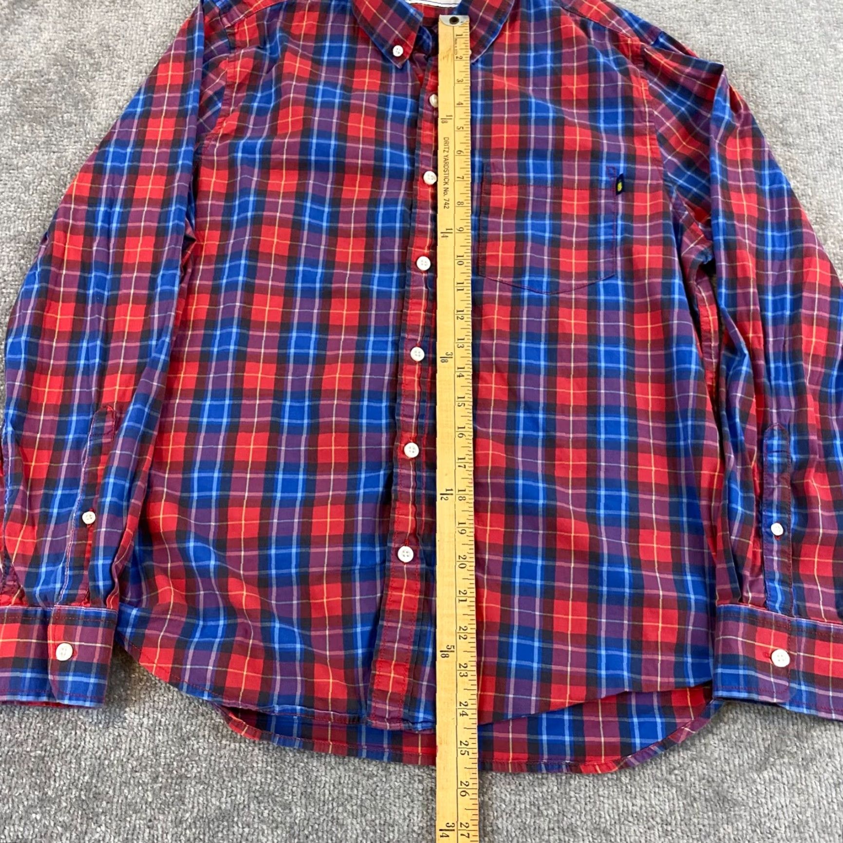 Chubbies Chubbies Shirt Mens Medium Red Blue Plaid Button-Down Pocket Dress Top L/S Size US M / EU 48-50 / 2 - 6 Thumbnail