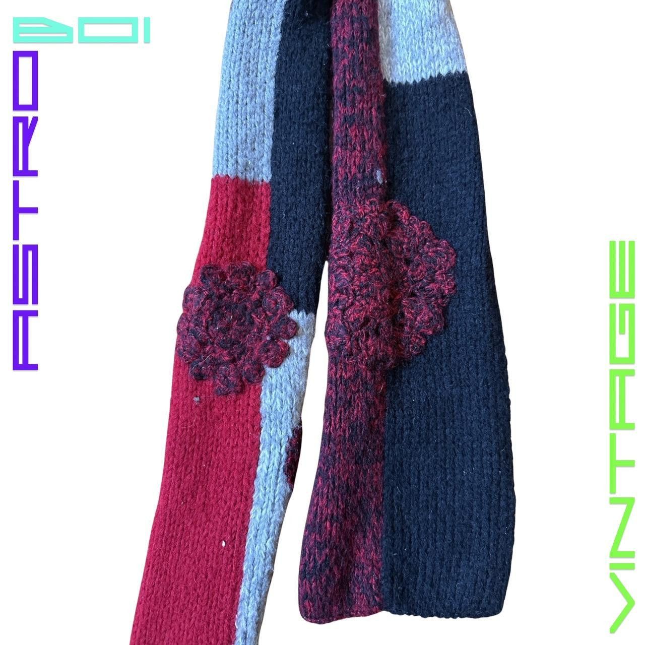 Other Vintage Y2K Black/Red Geometric Knit Winter Scarf Size ONE SIZE - 7 Thumbnail