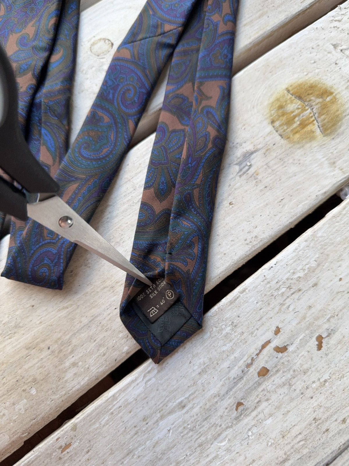 Designer × Givenchy Vintage Givenchy Paris Silk Tie Paisley Brown Blue Italy Size ONE SIZE - 4 Thumbnail