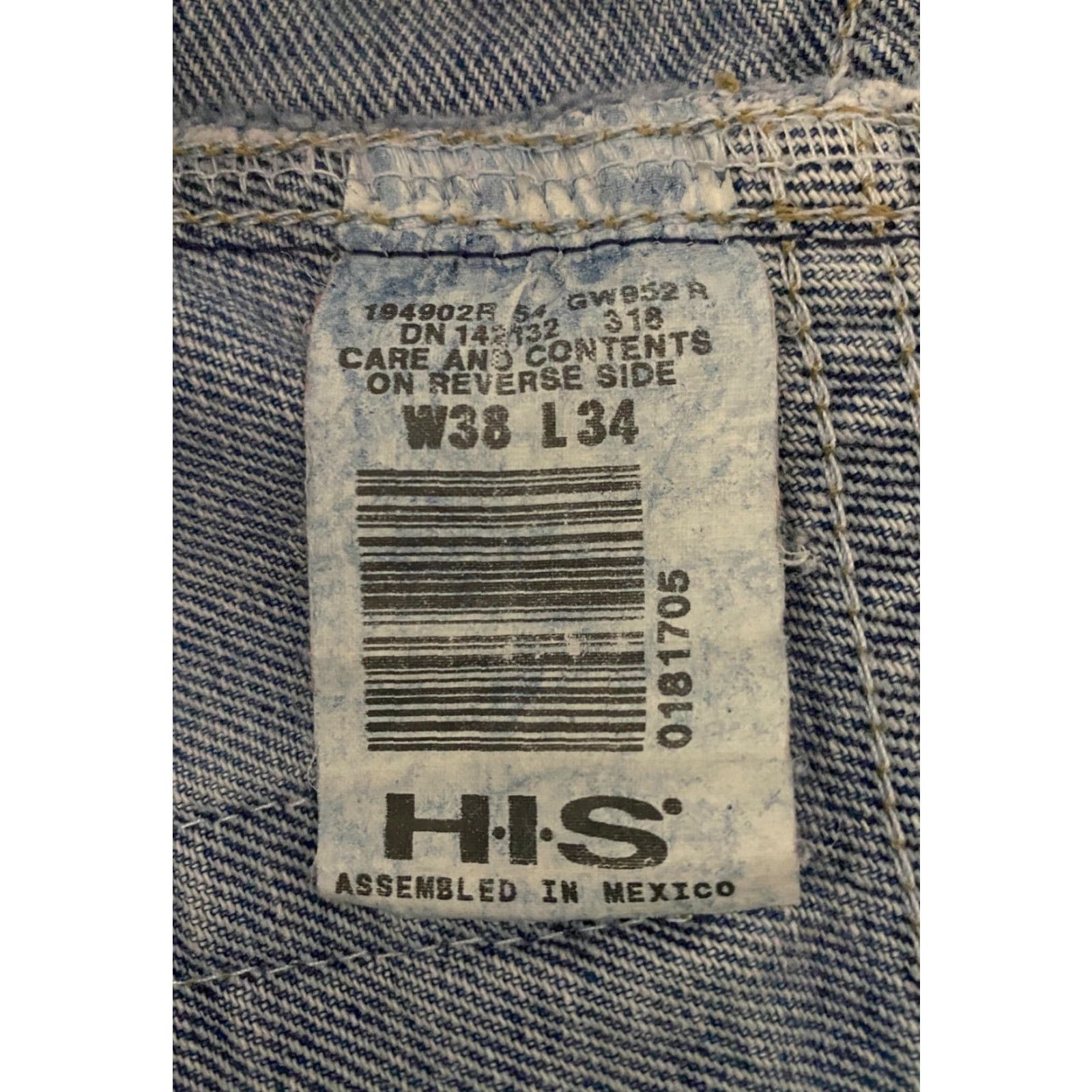 Vintage VINTAGE H.I.S Jeans Men’s 38×34 Blue Straight 5-Pocket Denim Cotton Logo 90s Mens Size US 38 / EU 54 - 6 Thumbnail