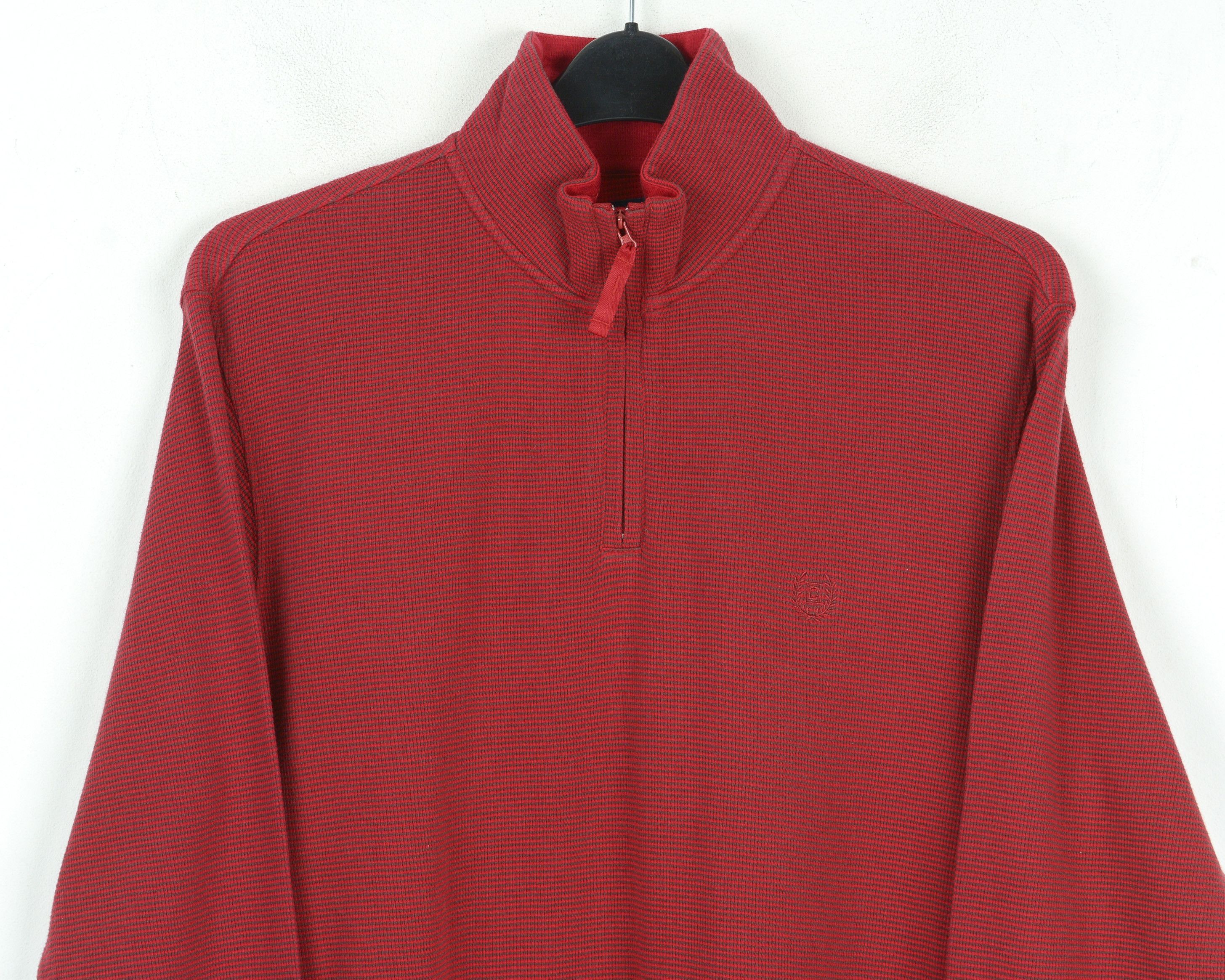 Chaps Cotton Sweater Striped Jumper Pullover High Neck Quarter Zip Size US M / EU 48-50 / 2 - 2 Thumbnail