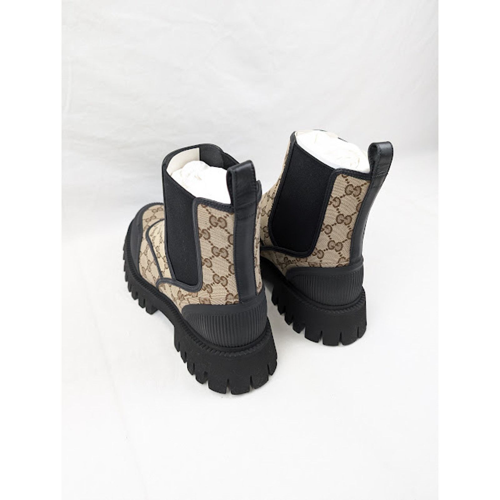 Gucci o1rshd1 Novo GG Canvas Chelsea Boots in Beige/Ebony Size US 11.5 / EU 44-45 - 17 Thumbnail