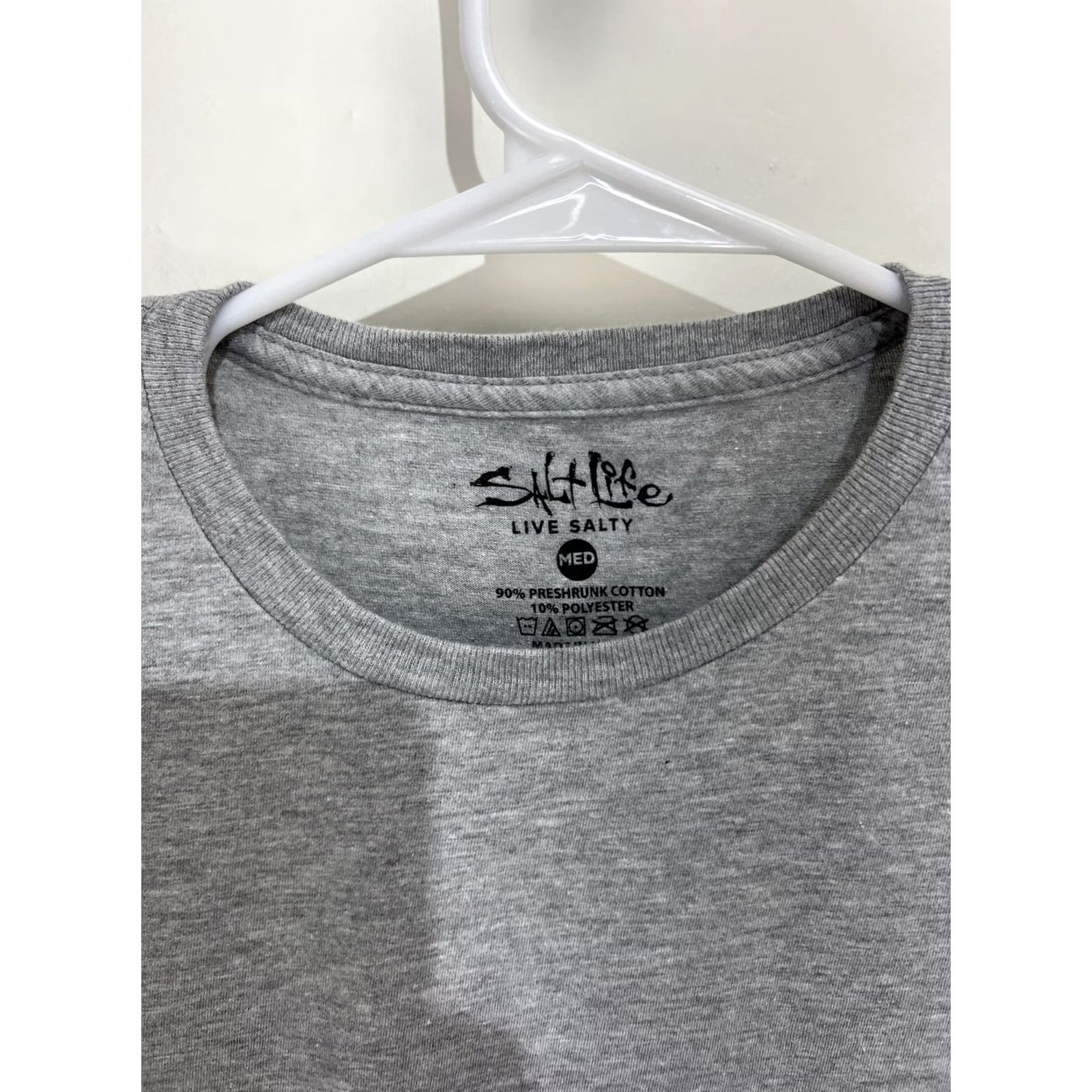 Vintage SALT LIFE Live Salty Long Sleeve Pocket T-Shirt Grey USA Flag Men's M Medium Size US M / EU 48-50 / 2 - 2 Thumbnail