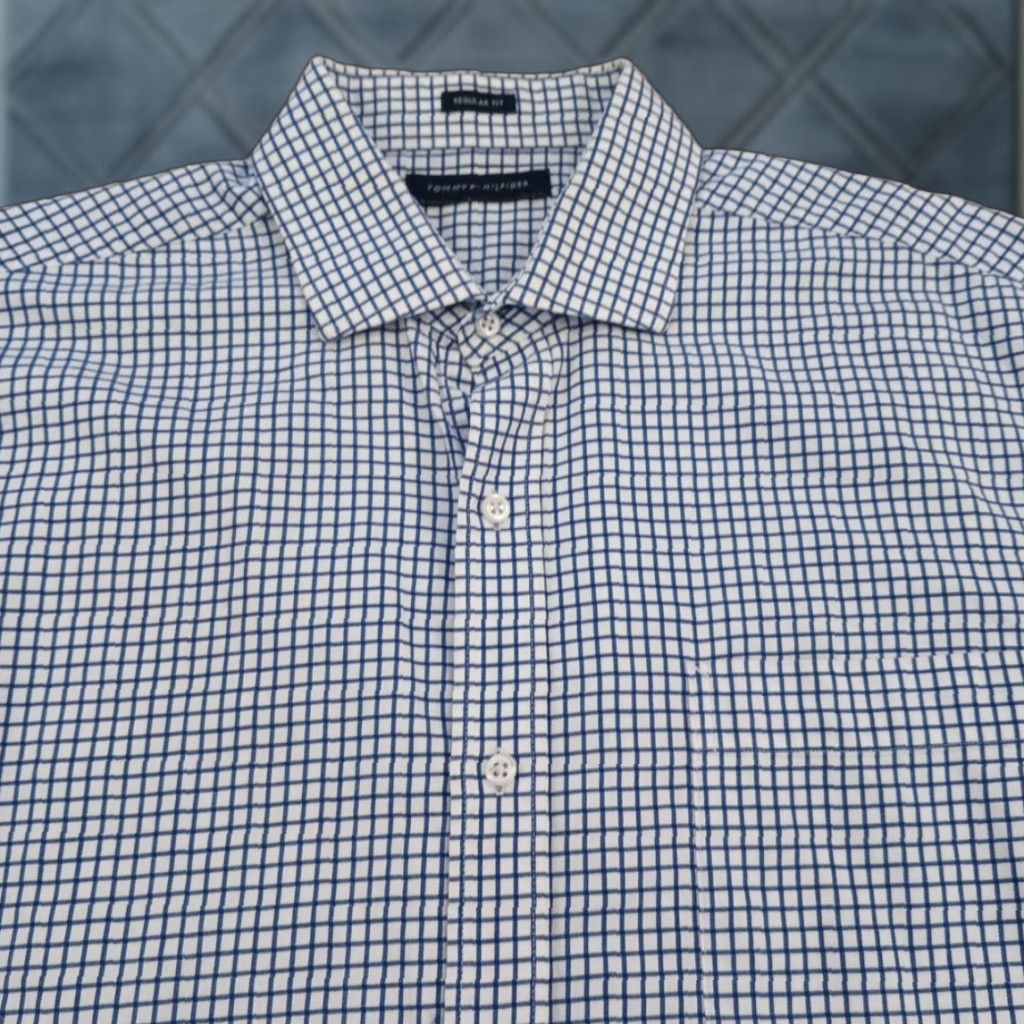 Tommy Hilfiger Tommy Hilfiger Shirt Mens Large Blue Check Long Sleeve Button-Up Cotton Size US L / EU 52-54 / 3 - 1 Thumbnail