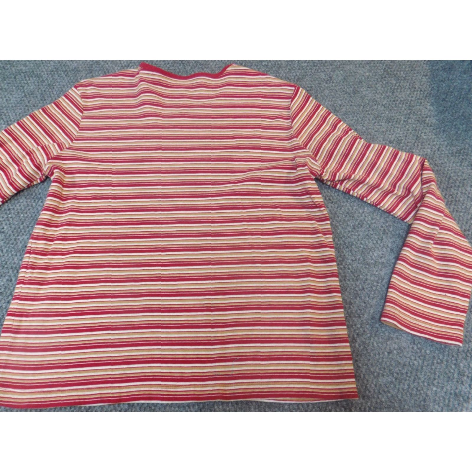 Vintage Bobbie Brooks Womens Sweater L Pullover V-Neck Red Striped Knit Acrylic Regular All Seasons Size L / US 10 / IT 46 - 6 Thumbnail