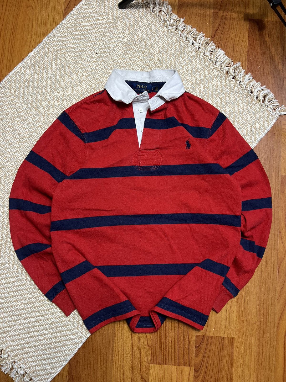 Pre-owned Polo Ralph Lauren X Vintage Polo Ralph Laurent Striped Rugby Shirt In Red