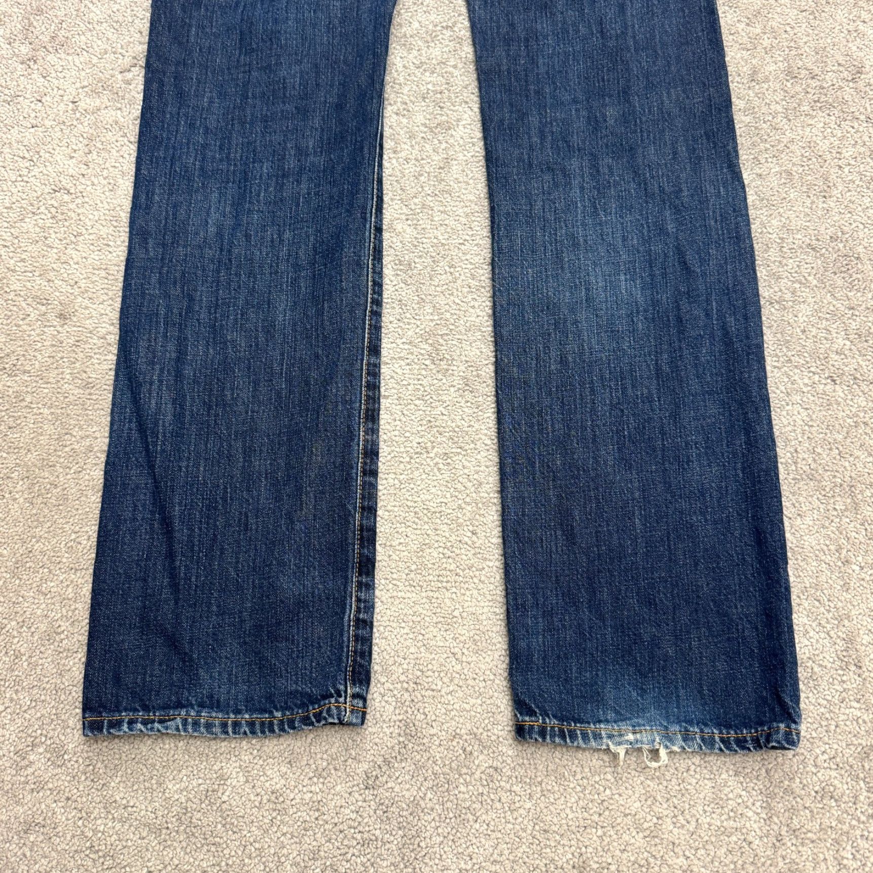 Vintage AG Adriano Goldschmied The Matchbox Jeans Slim Straight Mens 32x34 Blue Distressed 5-Pocket Denim Cotton Blend Casual Retail Size US 32 / EU 48 - 4 Thumbnail