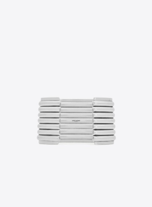 Saint Laurent Paris o1bcso1str0226 Size:S/Deco Cuff In Metal in Silver Size ONE SIZE - 5 Thumbnail