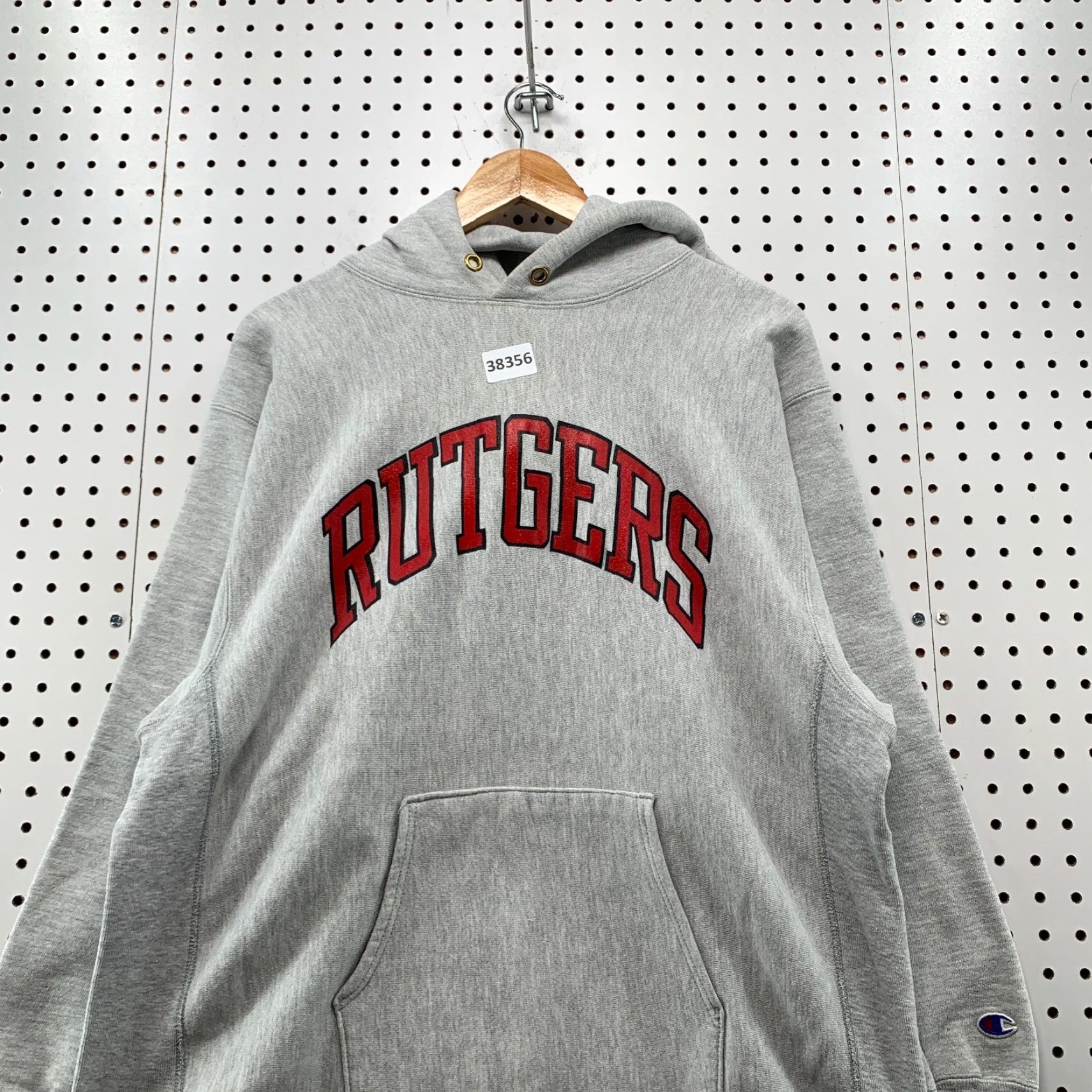 Champion Vintage 1980s Rutgers Hoodie Sweatshirt Men XL Gray Champion Reverse Weave USA 23x27 Graphic Print Pullover Heavyweight Size US XL / EU 56 / 4 - 2 Thumbnail
