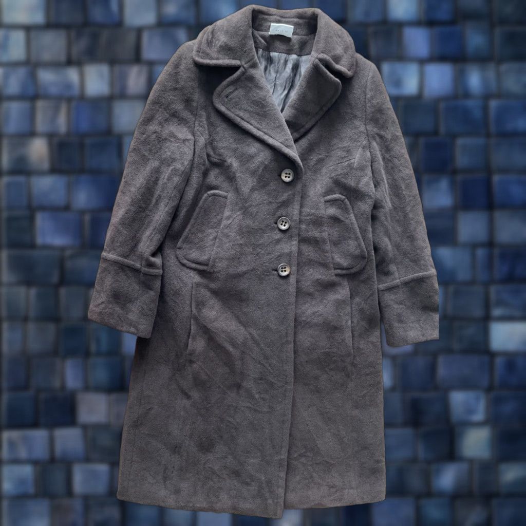 Vintage Akris Punto Angora Wool Blend Trench Coat Womens 10 Brown Tweed Jacket - flaws - Bohemian City Classic Designer London Paris Luxury Career Size L / US 10 / IT 46 - 1 Thumbnail