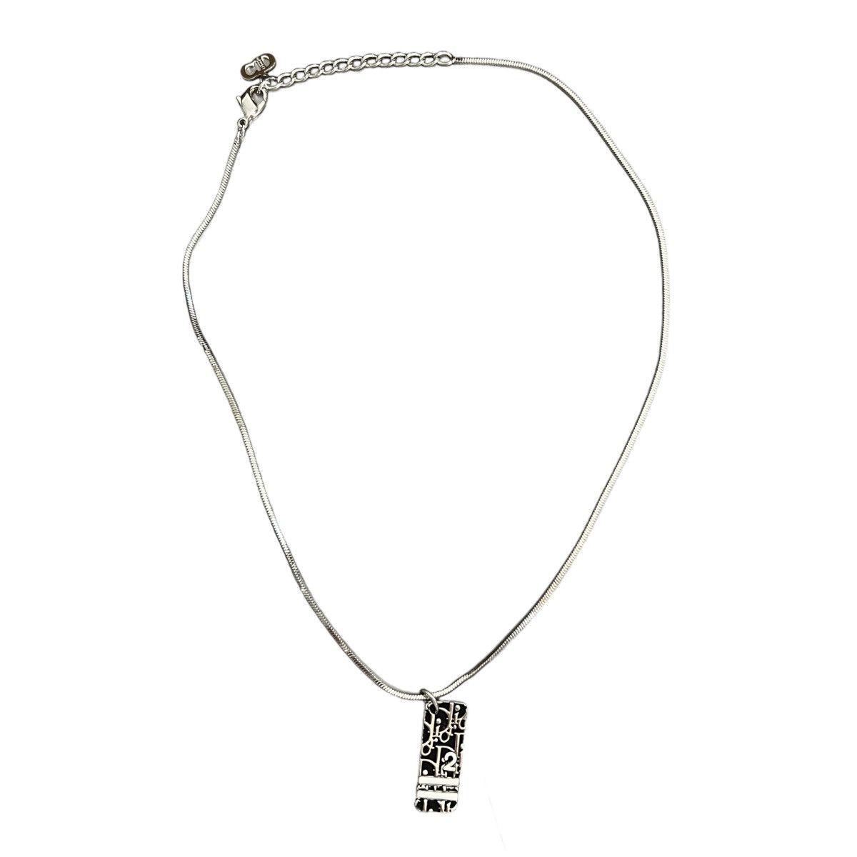image of Dior Trotter Monogram Pendant Necklace in Silver, Men's