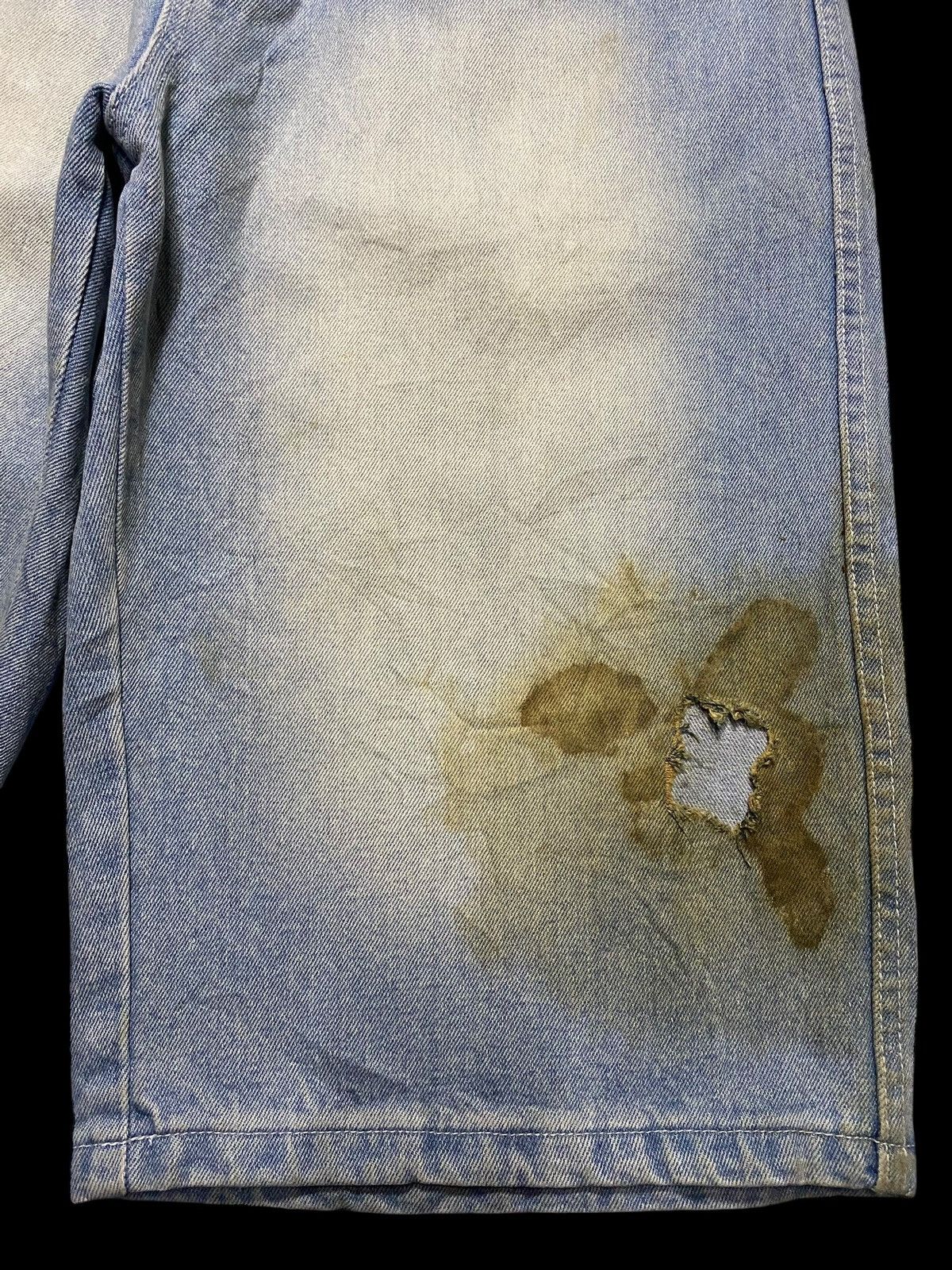 Bob Marley Baggy Vintage Hemp Blue Denim Shorts With Unique Stains Find Size US 31 - 5 Thumbnail