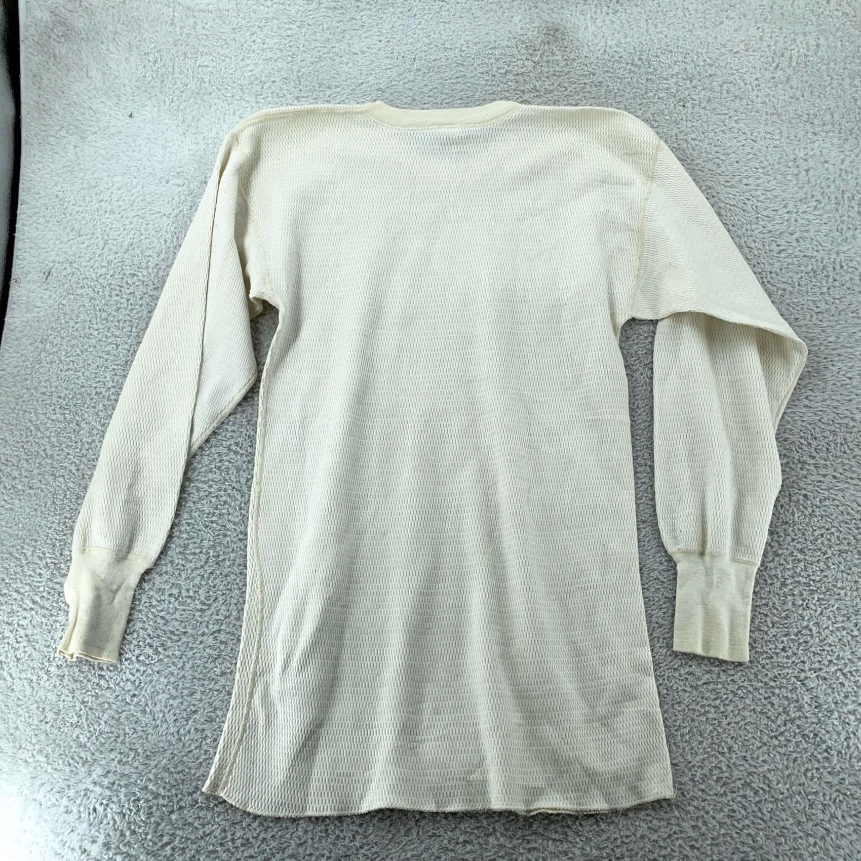 Off-White VINTAGE Maverick Shirt Mens M Off-White Ivory Thermal Crew Long Sleeve 80s Knit Size US M / EU 48-50 / 2 - 3 Thumbnail