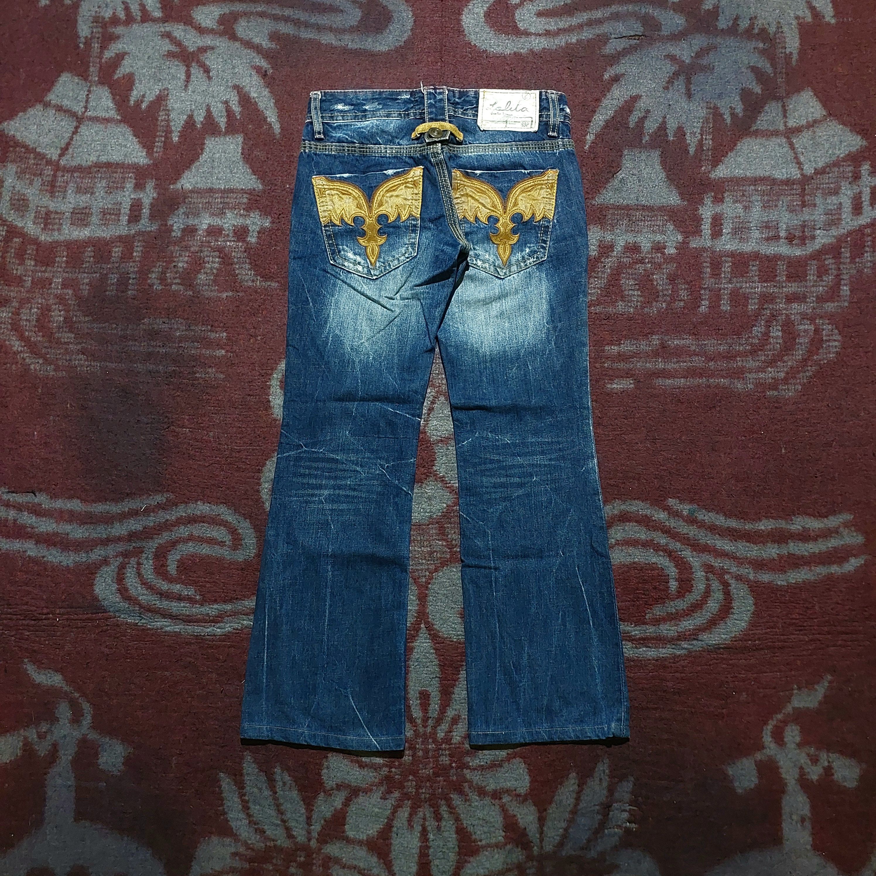 Tornado Mart Lolita japan Clawmark Leather Pocket Back Flare Jeans blue Size US 30 / EU 46 - 1 Thumbnail