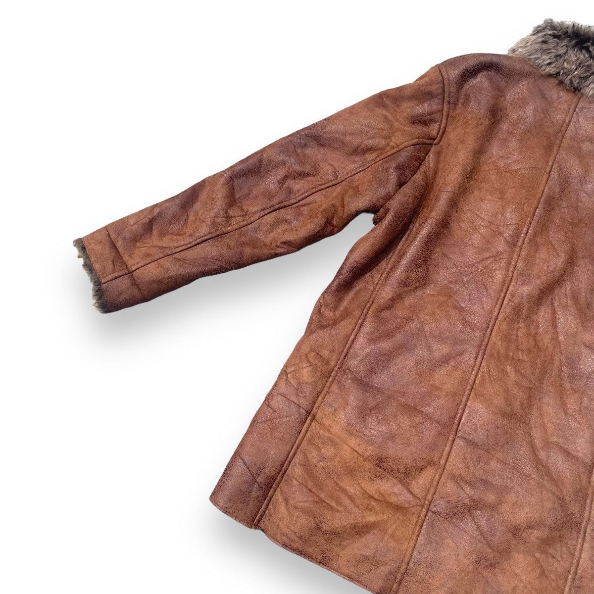 Le Grande Bleu (L.G.B.) 🇯🇵 MALE & CO SUEDE LEATHER LINED FUR SHERPA HEAVY COAT Size US M / EU 48-50 / 2 - 11 Thumbnail