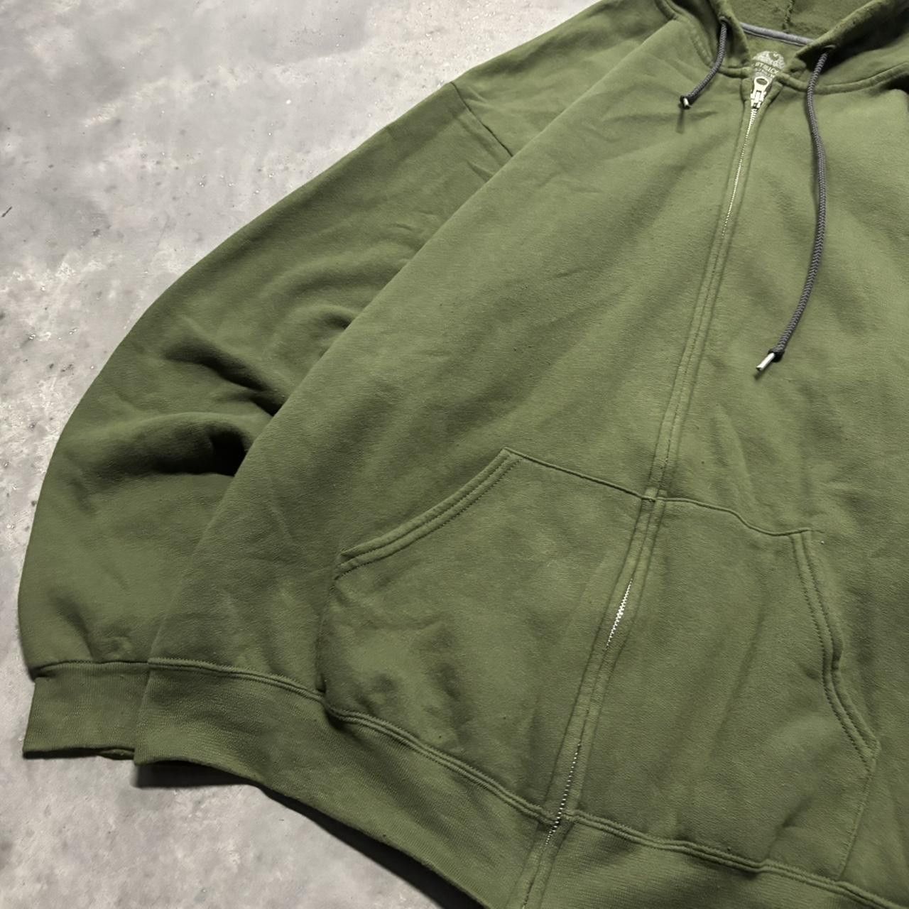Japanese Brand × Vintage Crazy Vintage Y2K/2000s Moss Green Blank Earth Tone Essential Zip Up Hoodie! Size US XL / EU 56 / 4 - 3 Thumbnail