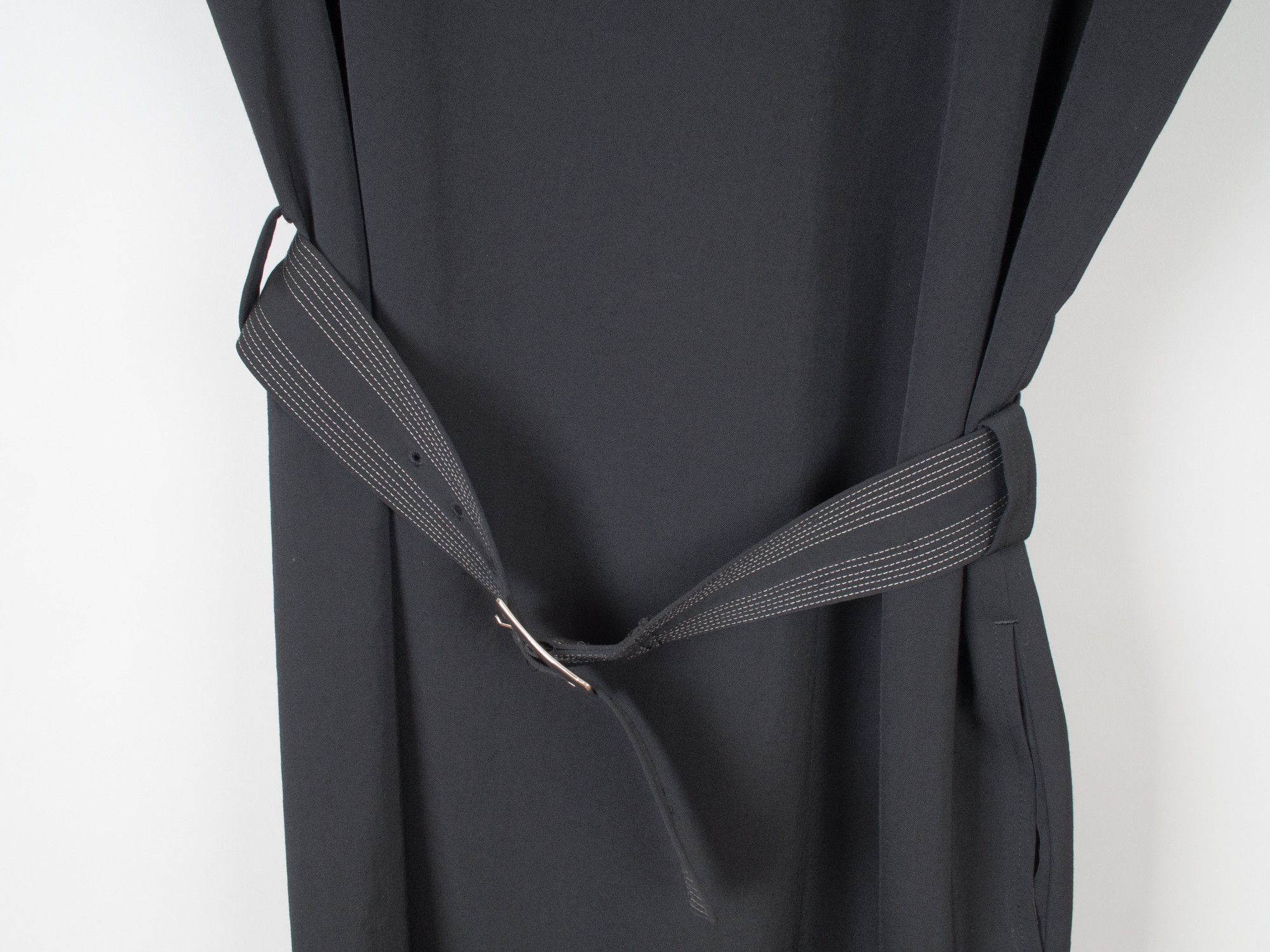 Y's × Yohji Yamamoto Wool Garbadine Bias Cut Oversized Dress W/ Belt Size M / US 6-8 / IT 42-44 - 5 Thumbnail