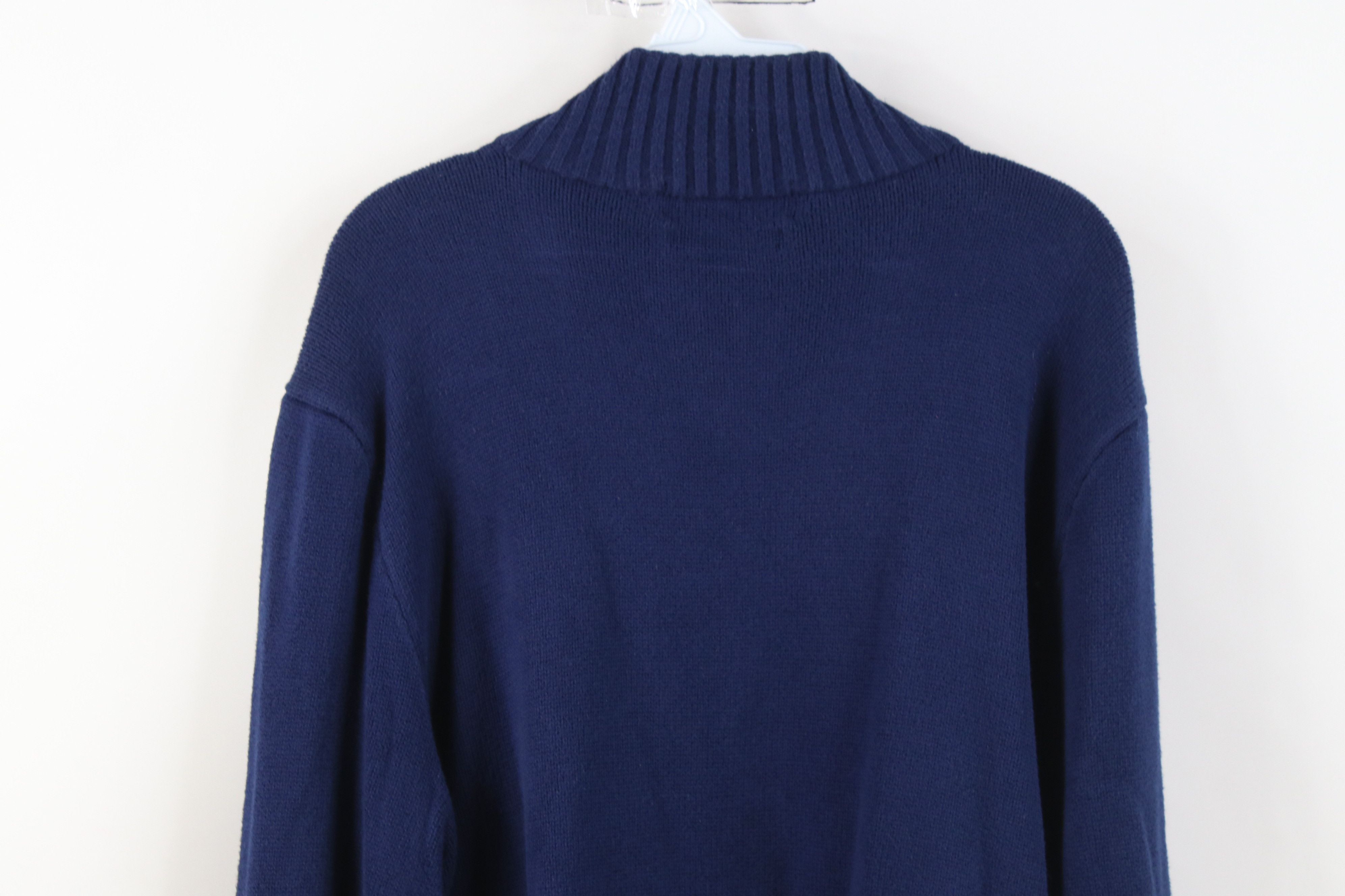Polo Ralph Lauren Vintage 90s Ralph Lauren Knit 1/4 Zip Pullover Sweater Blue Size US L / EU 52-54 / 3 - 11 Thumbnail
