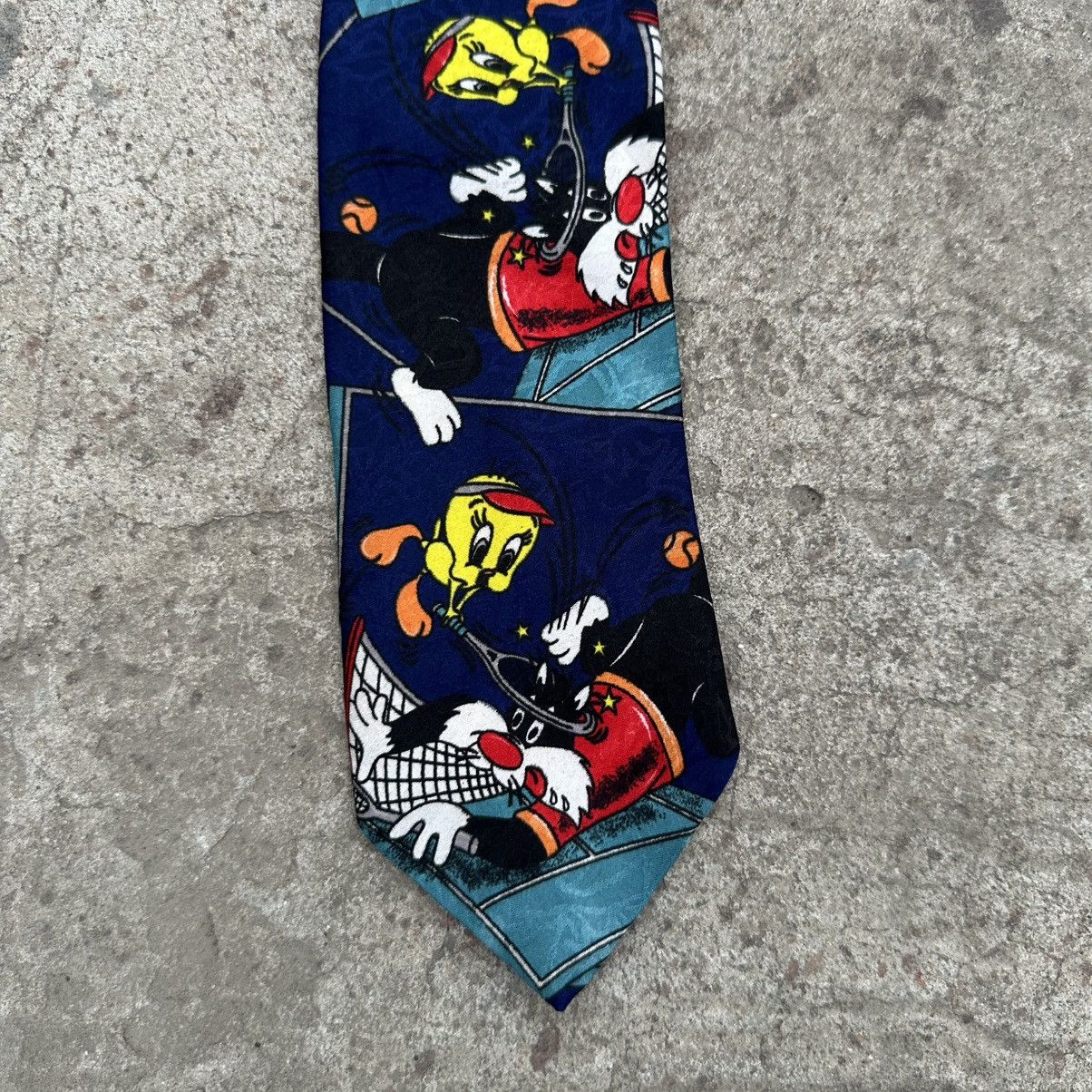 Japanese Brand Vintage Warner Bros Tie Silk Looney Tunes 1993 Y2K Old Money Size ONE SIZE - 3 Thumbnail