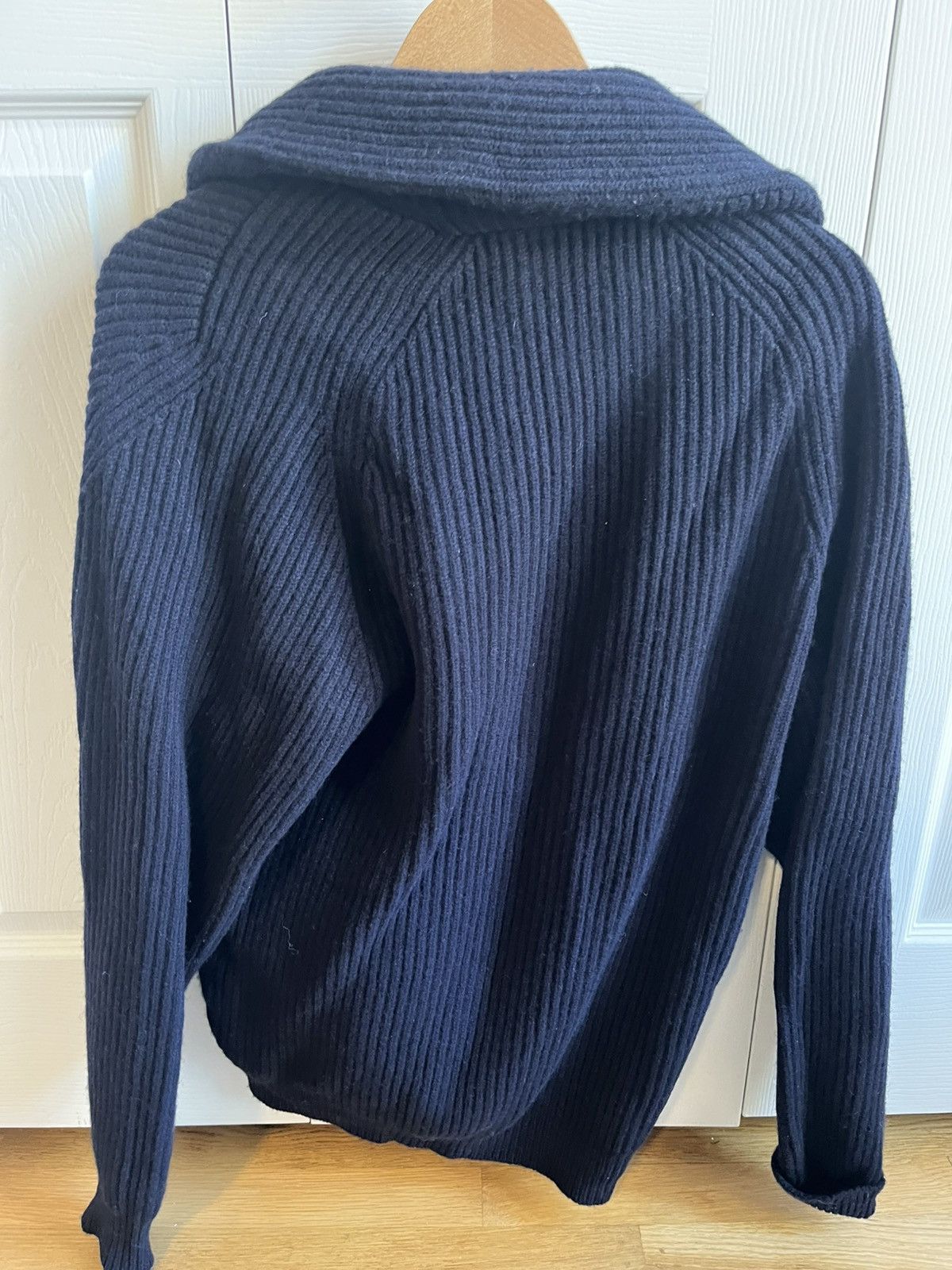Drake's Navy Lambswool Shawl Collar Cardigan Size US XL / EU 56 / 4 - 2 Thumbnail