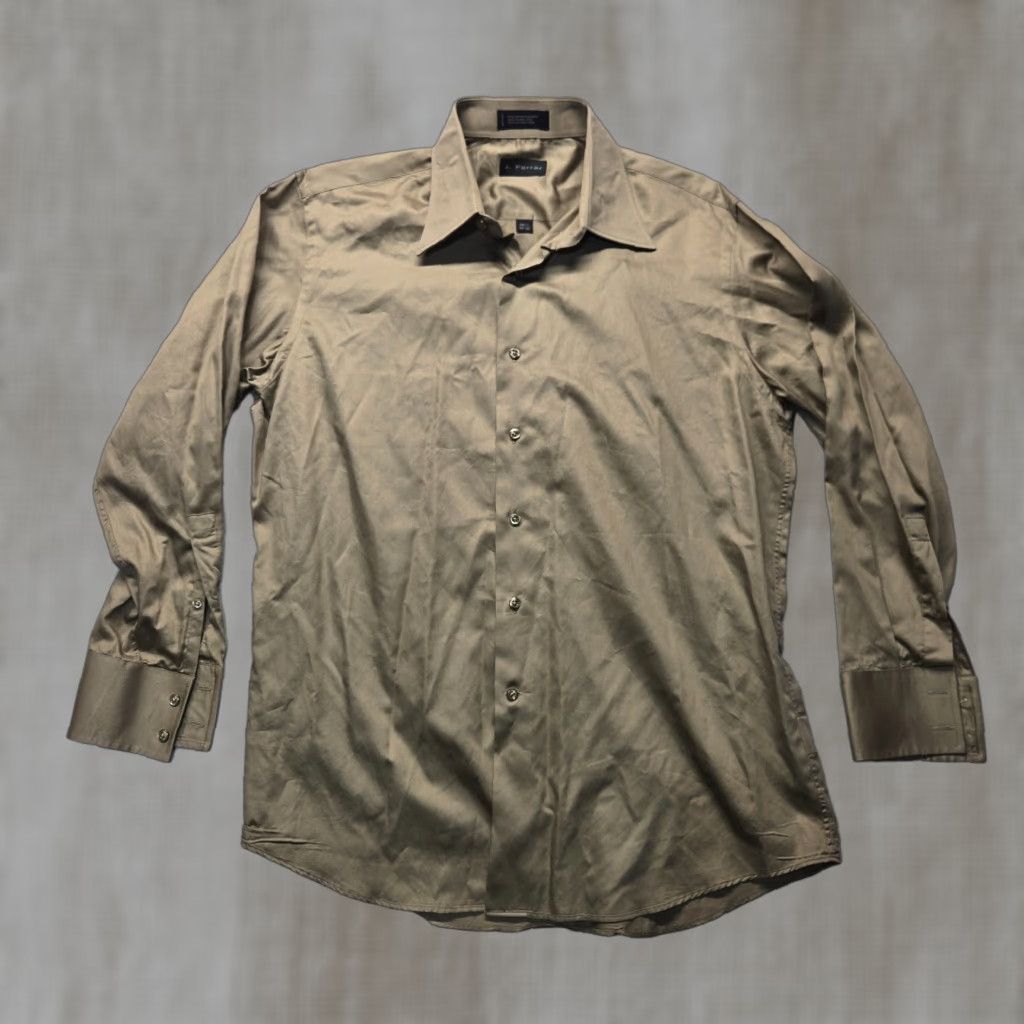 Vintage J.Ferrar Shirt Solid Brown 100% Cotton Long Sleeve Button-Up Adult Men's 16.5 Size US XL / EU 56 / 4 - 1 Thumbnail