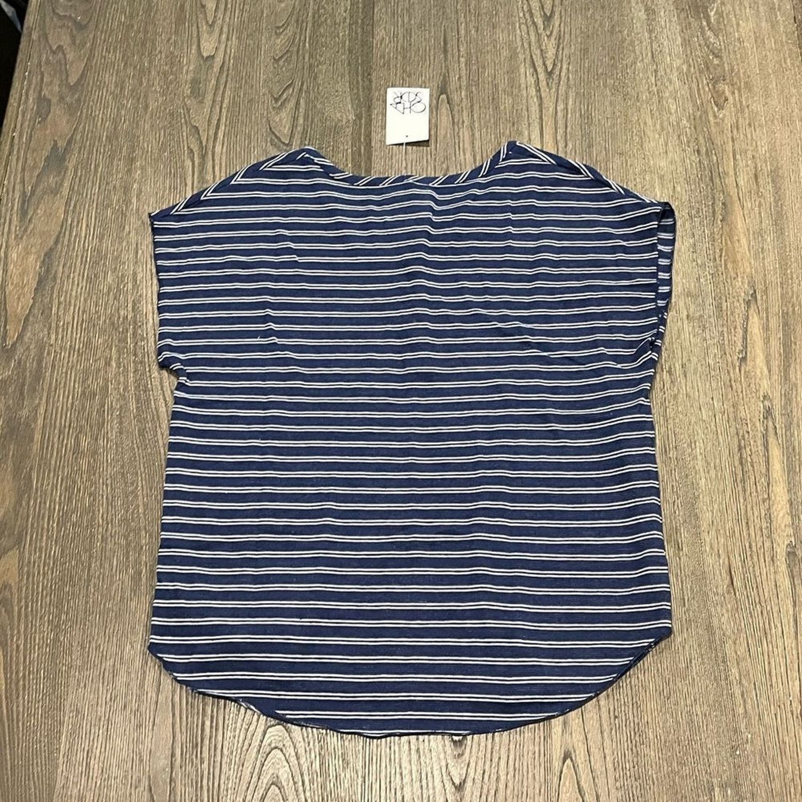 Vintage NWT Chaser Navy White Striped Shirttail Henley Tee Size M Size M / US 6-8 / IT 42-44 - 5 Thumbnail