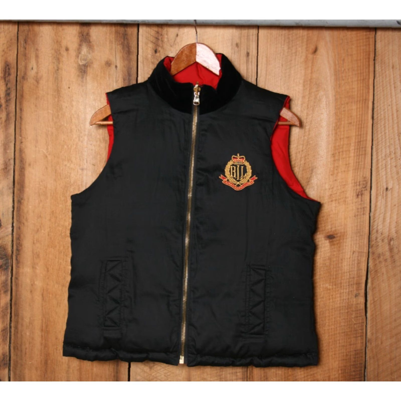 Ralph Lauren VINTAGE Lauren Ralph Lauren LRL Equestrian Reversible Down Puffer Vest Black Red Sz M Women Vest Down Reversible Puffer Women's M Size M / US 6-8 / IT 42-44 - 3 Thumbnail