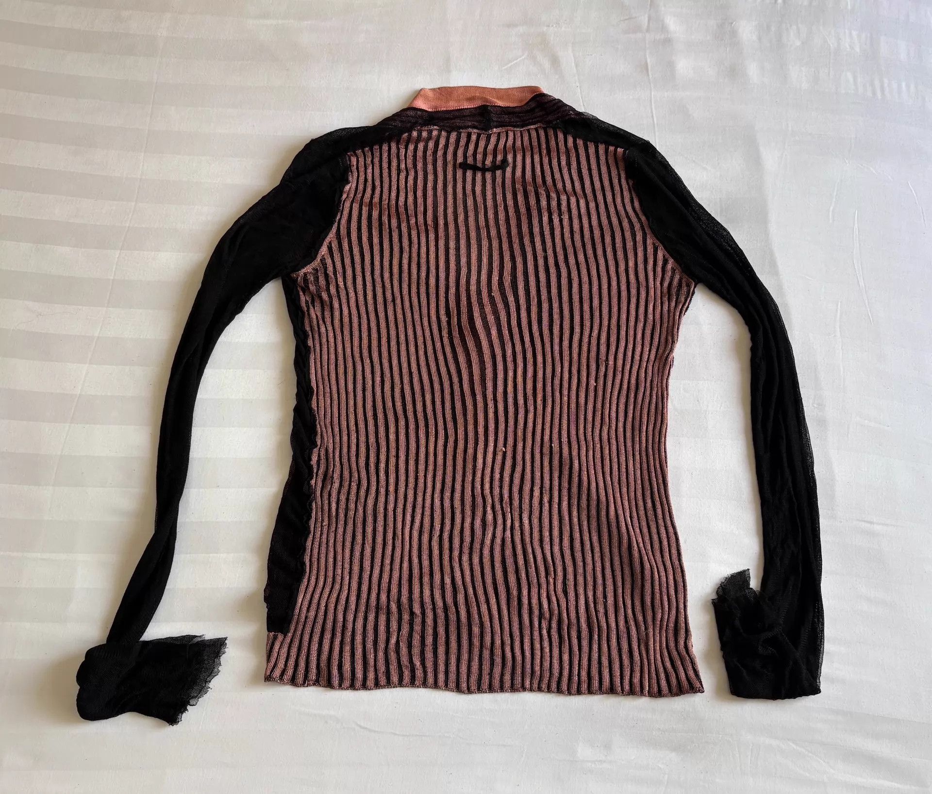 Jean Paul Gaultier JPG Vintage Knit & Tulle Stripe Cardigan 40 Size S / US 4 / IT 40 - 6 Thumbnail