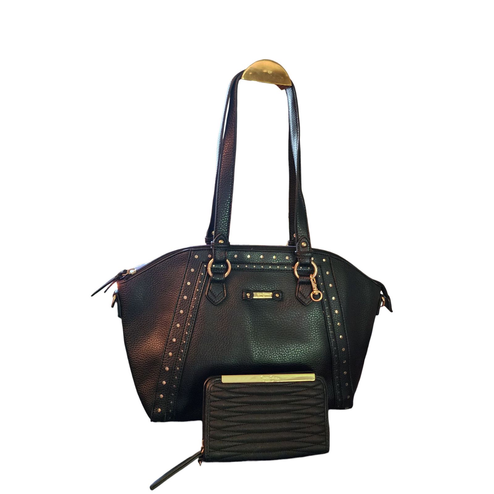 Jessica Simpson Jessica Simpson black faux leather bag with matching wallet. Size ONE SIZE - 1 Thumbnail