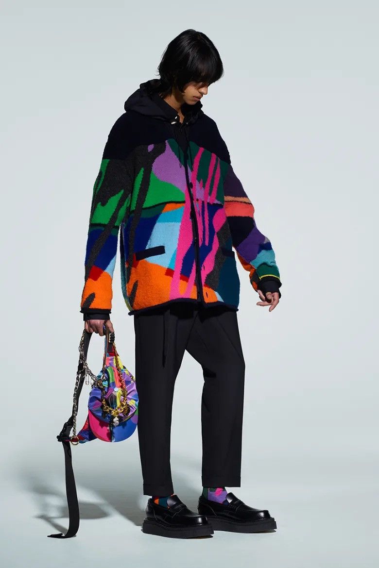 Sacai Kaws Jacquard cardigan | Grailed