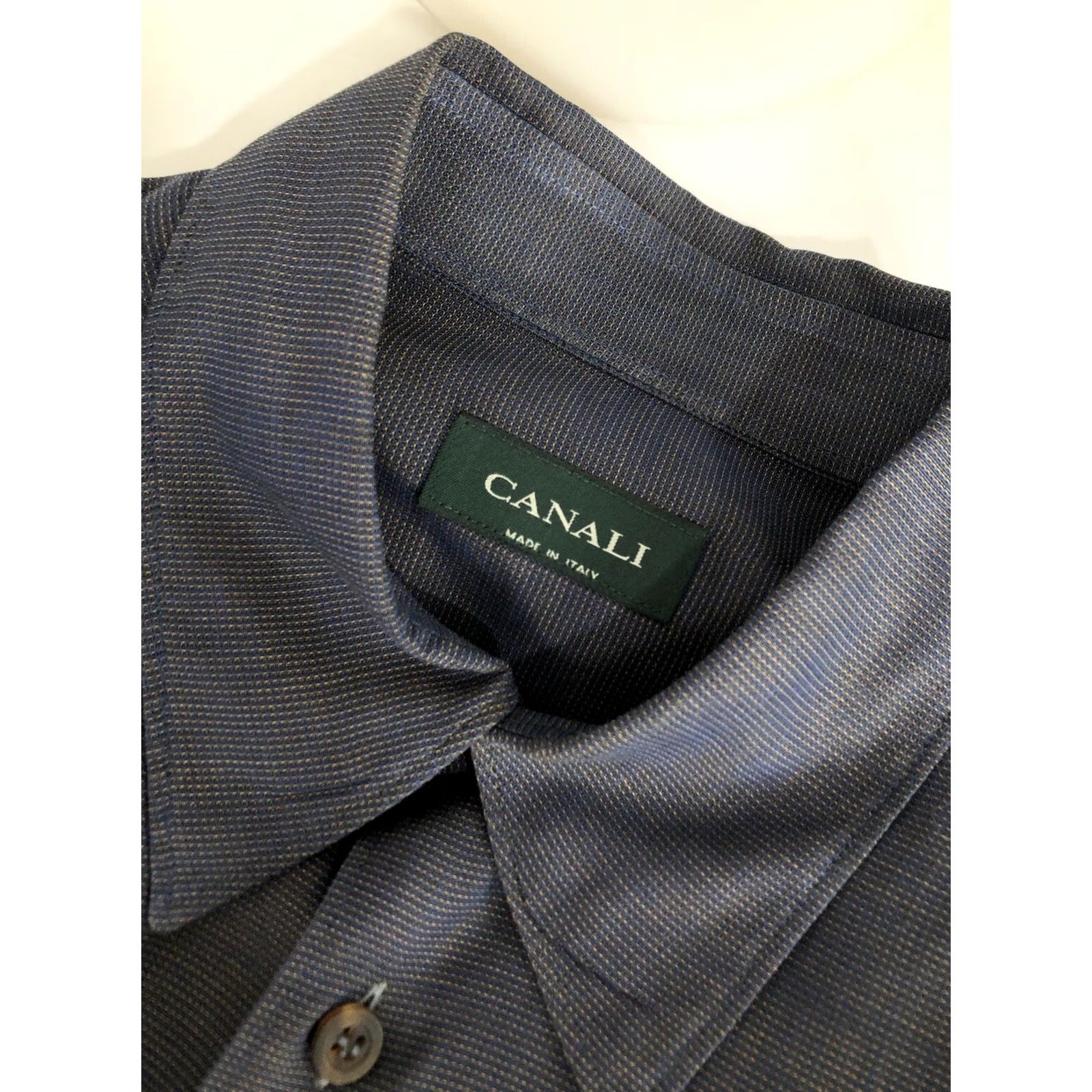 Canali CANALI / ITALY - Metallic Sheen Mens 42/16.5 Shirt EXCELLENT Blue Button-Up Long Sleeve 16.5 / 42 Mens J3 Size US L / EU 52-54 / 3 - 5 Thumbnail