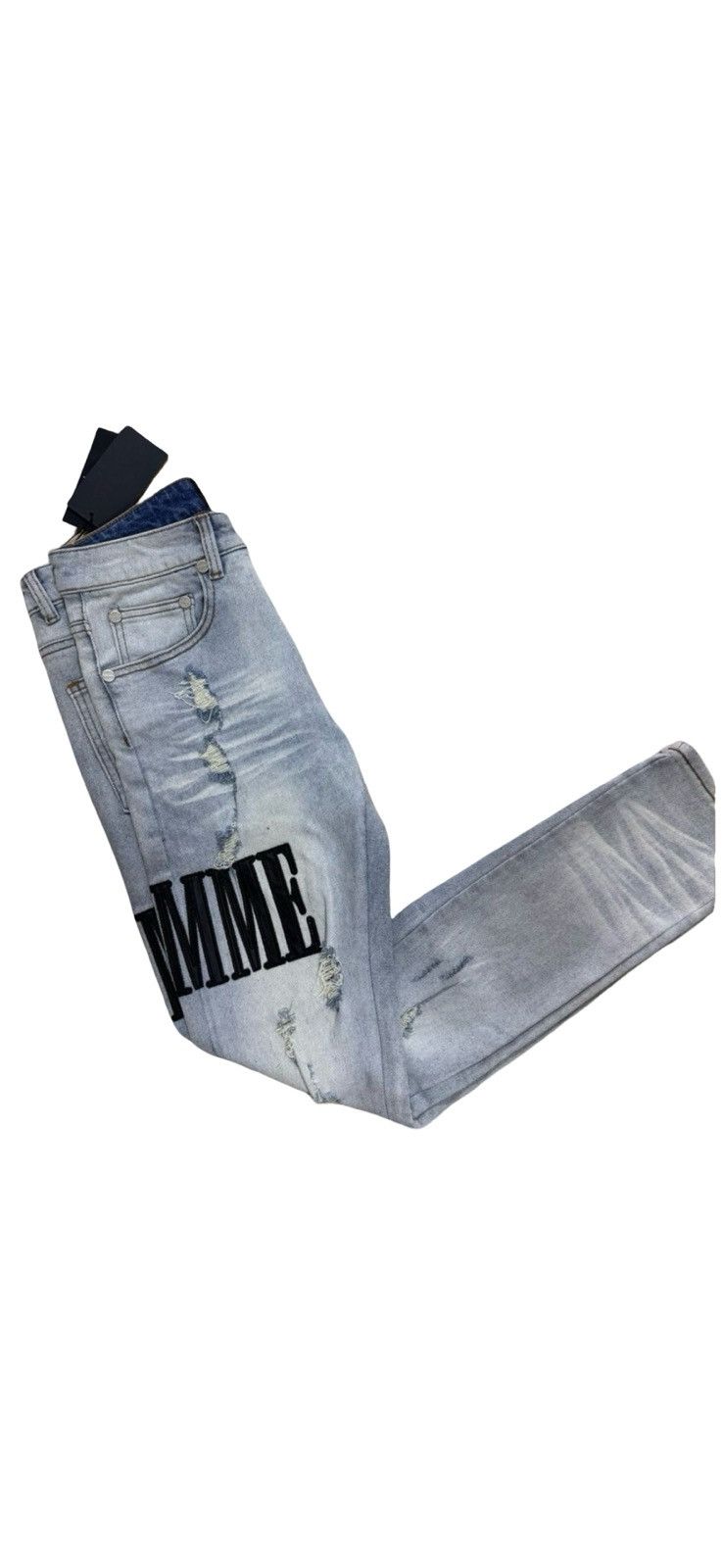 Homme + Femme La Homme + Femme La Leather Trim Distressed Jeans Size 28 BNWT Size US 28 / EU 44 - 2 Thumbnail