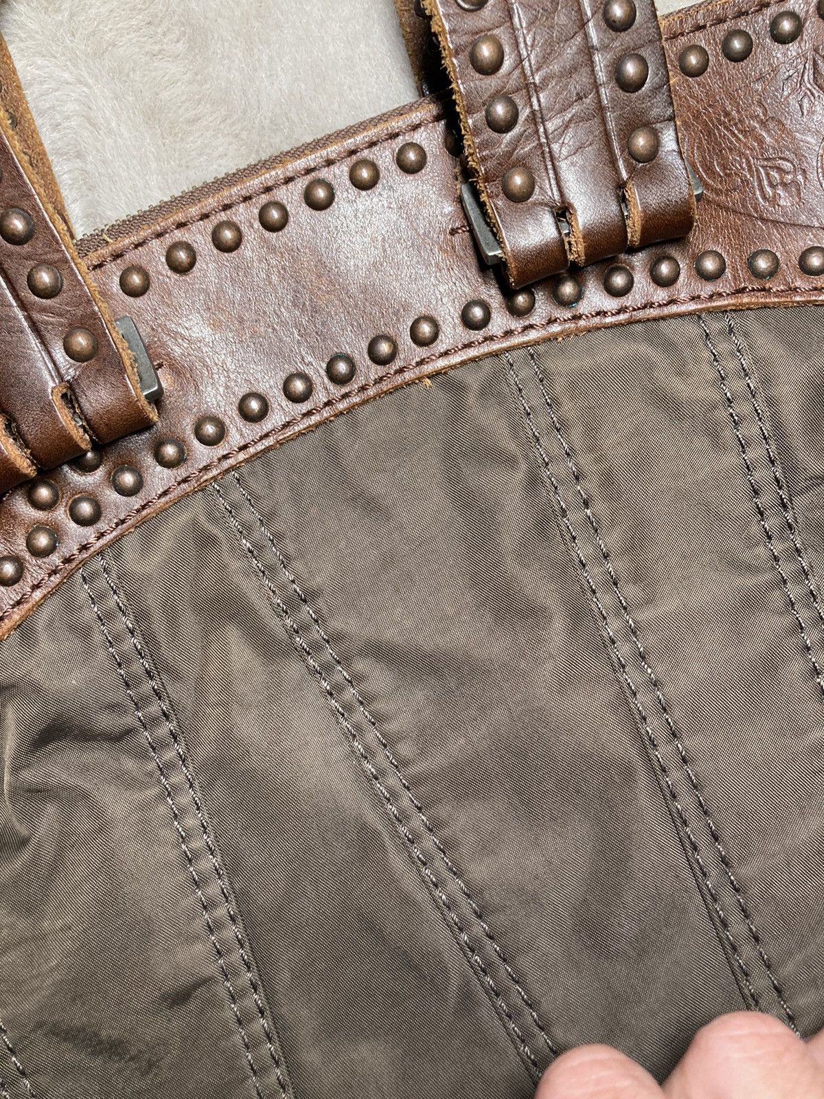 Diesel × Vintage ⛩️Vintage Diesel Avant Garde Brown Mini Handbag leather nylon Size ONE SIZE - 16 Thumbnail