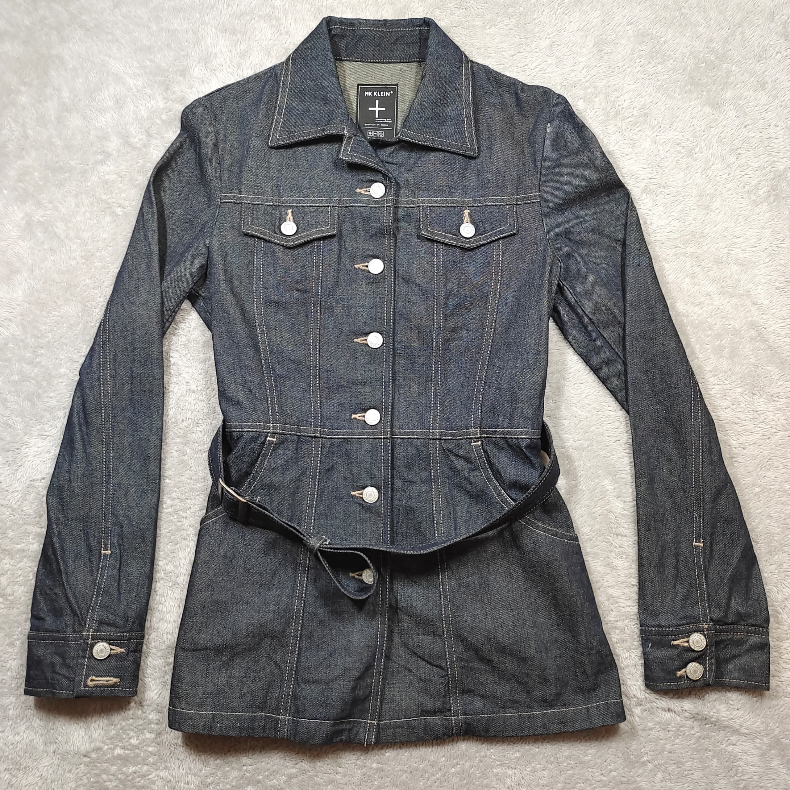 Issey Miyake MK KLEIN INDIGO BLUE DENIM TRUCKER JACKET COAT WITH BELT Size S / US 4 / IT 40 - 1 Thumbnail