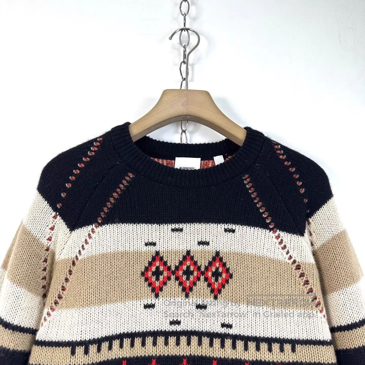 Burberry Red Patterned Long Sleeve Sweater. Size US S / EU 44-46 / 1 - 3 Thumbnail